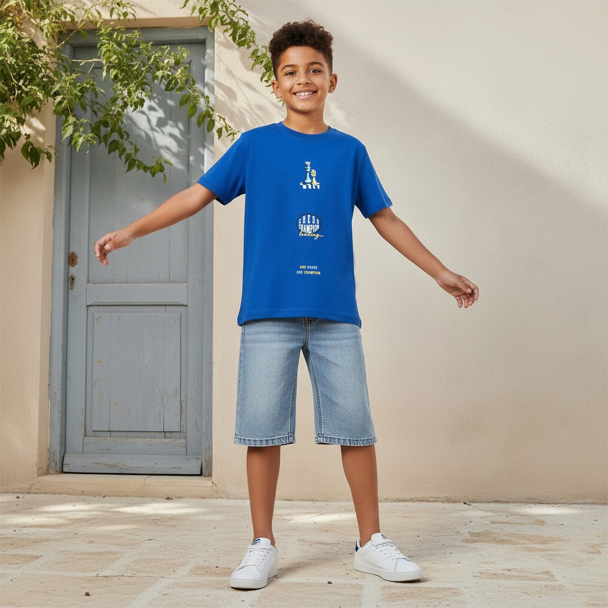 Juniors Crew Neck Short Sleeves T-shirt with Chess Print-boys-clothing-tshirtsandpolos-image-2