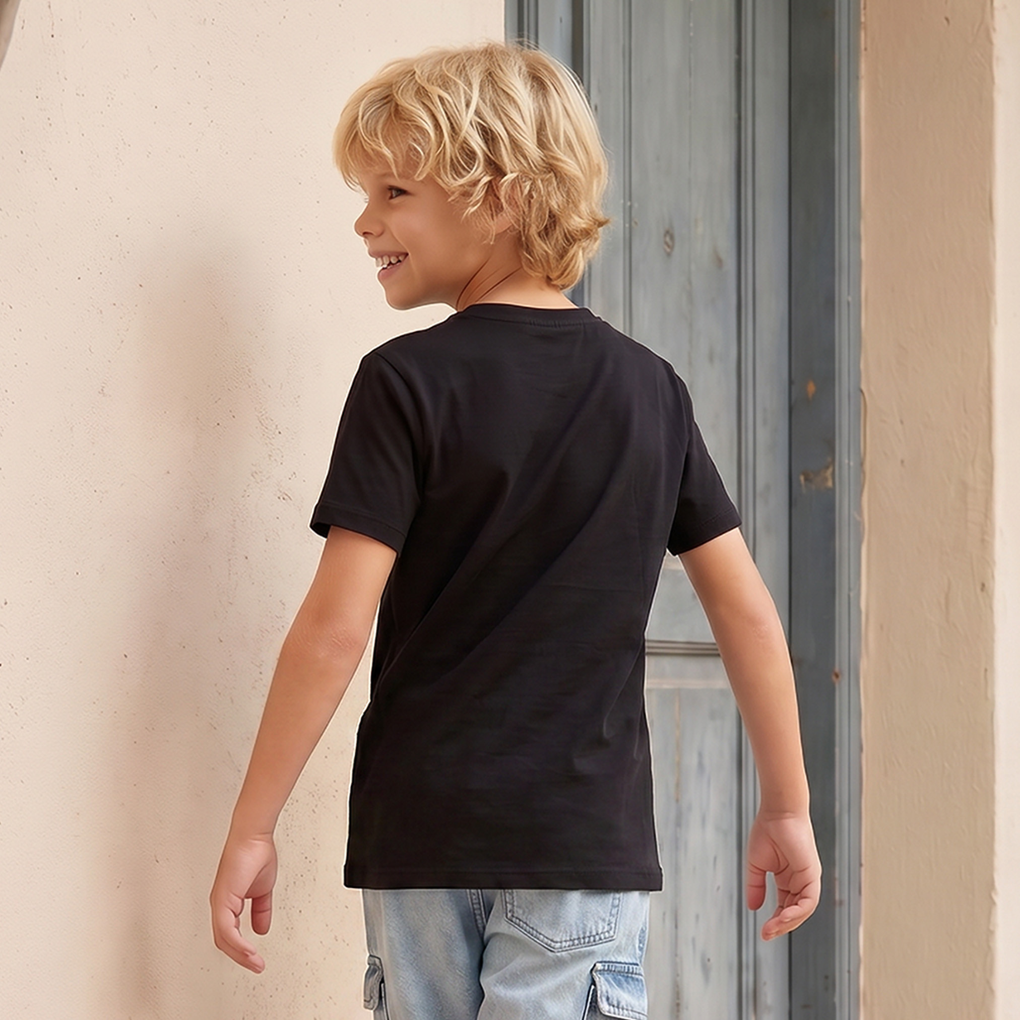 Juniors Crew Neck Short Sleeves T-shirt with Graphic Print-boys-clothing-tshirtsandpolos-image-3