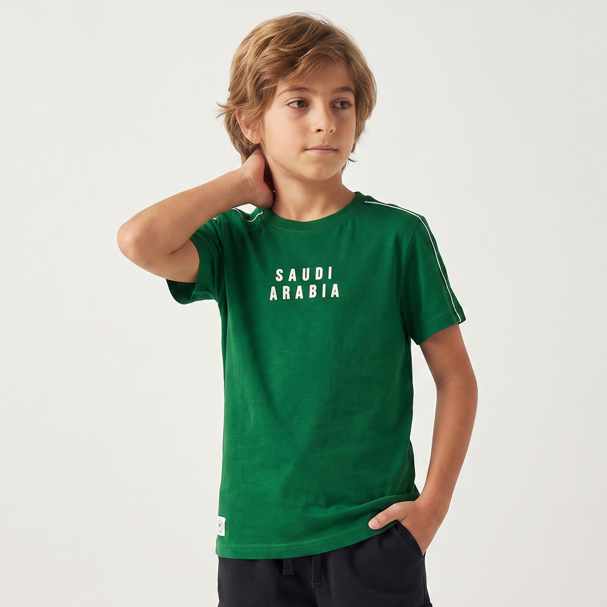 Juniors Crew Neck Short Sleeves T-shirt with KSA National Day Print-boys-clothing-tshirtsandpolos-image-1