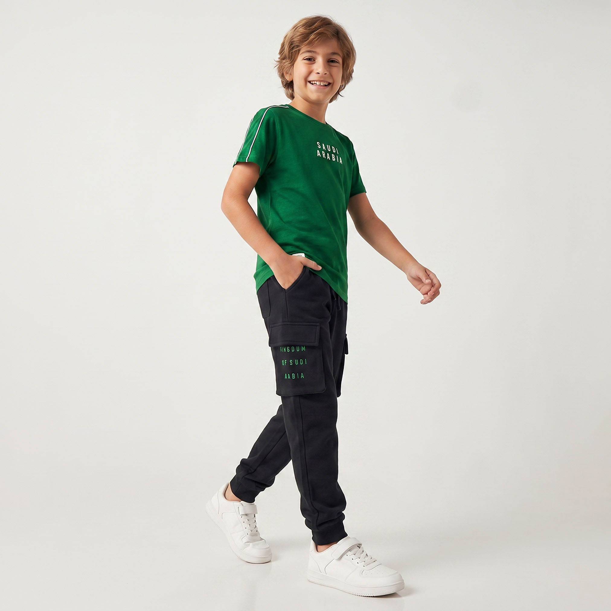 Juniors Crew Neck Short Sleeves T-shirt with KSA National Day Print-boys-clothing-tshirtsandpolos-image-3