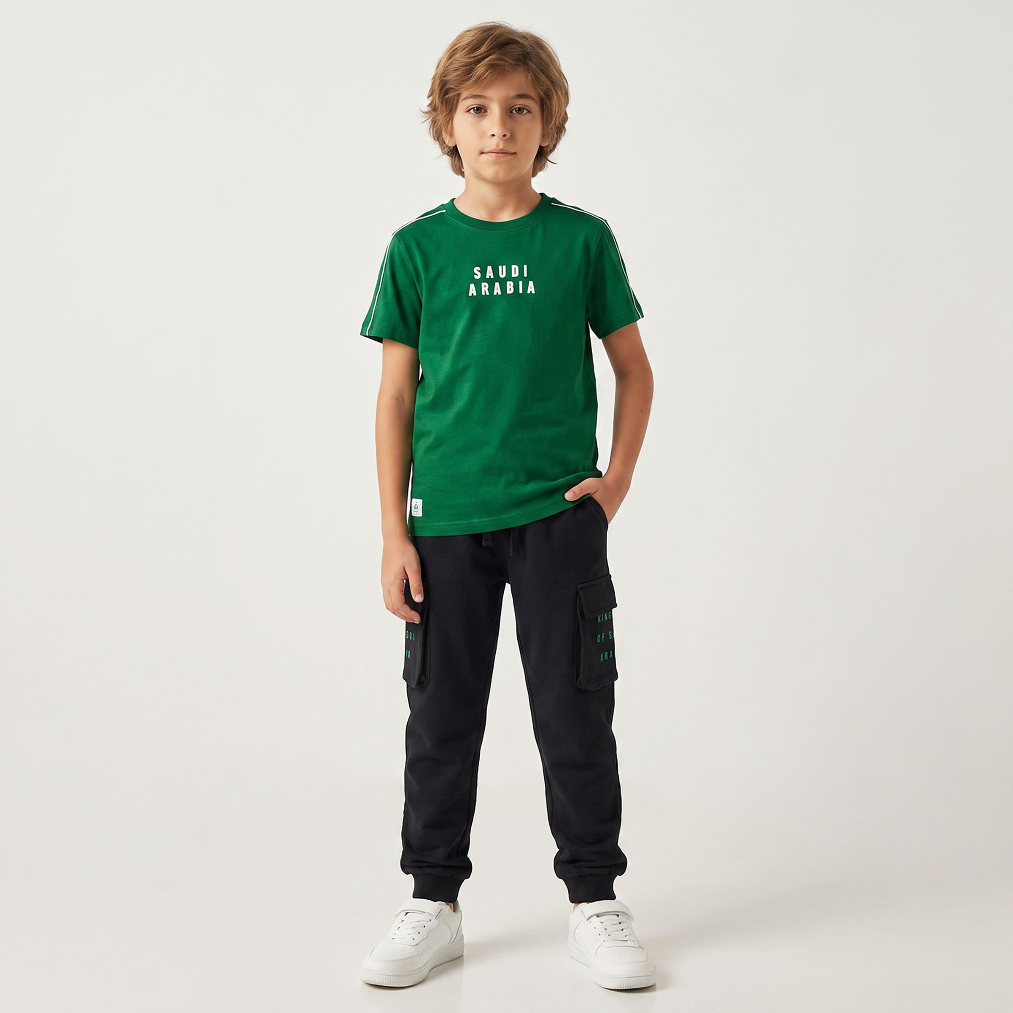 Juniors Crew Neck Short Sleeves T-shirt with KSA National Day Print-boys-clothing-tshirtsandpolos-image-5
