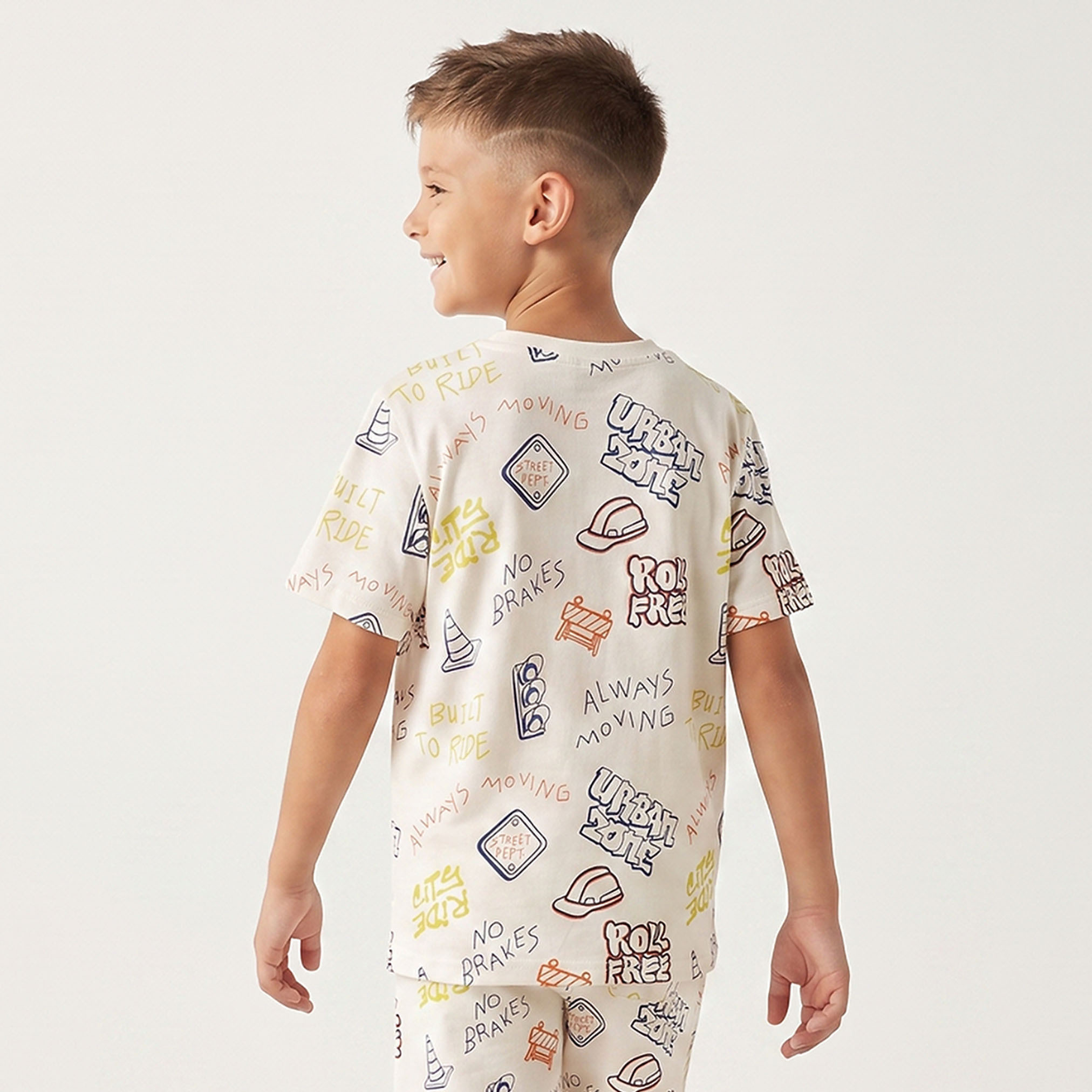 Juniors Crew Neck Short Sleeves T-shirt with Slogan Print-boys-clothing-tshirtsandpolos-image-2