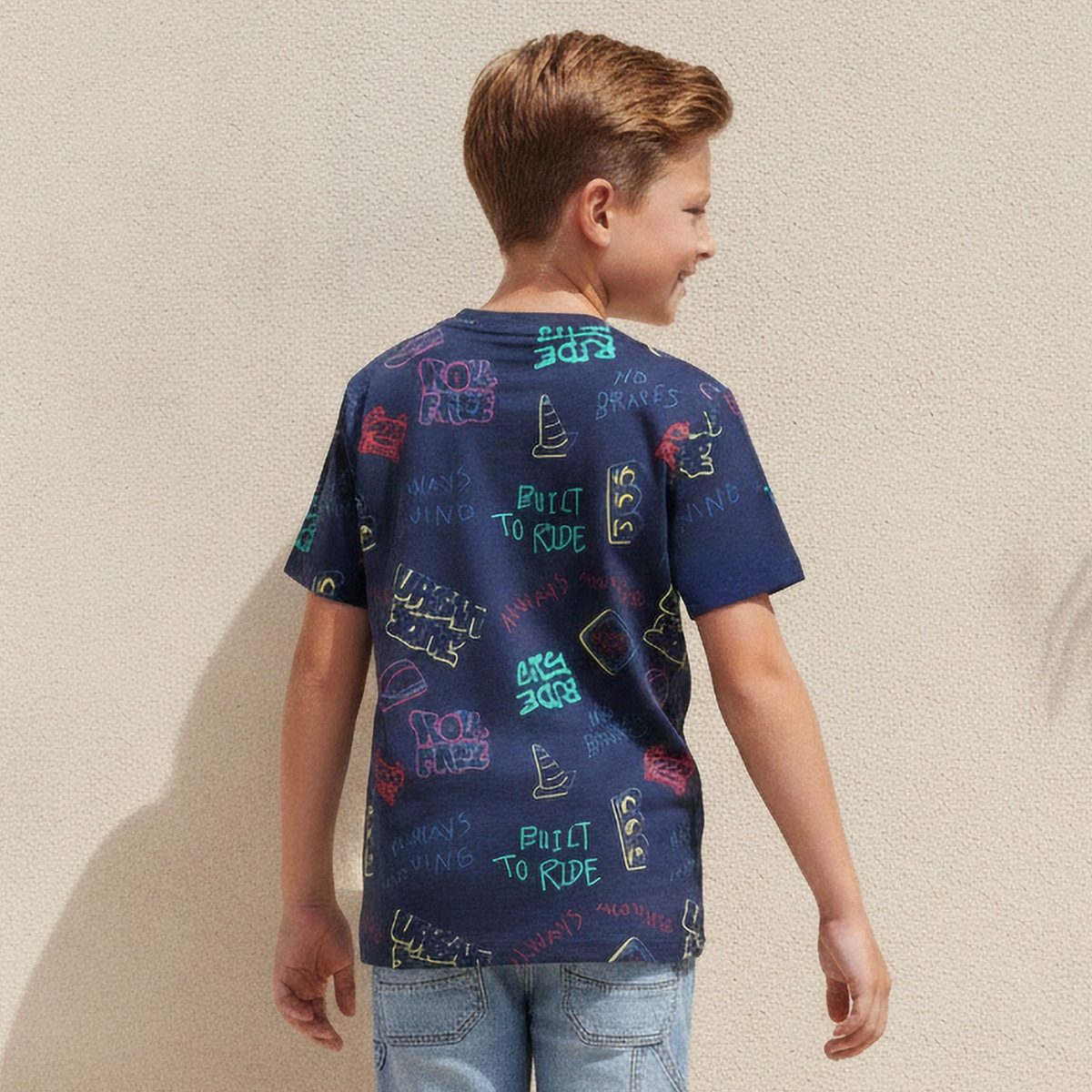 Juniors Crew Neck Short Sleeves T-shirt with Graffiti Print-boys-clothing-tshirtsandpolos-image-3