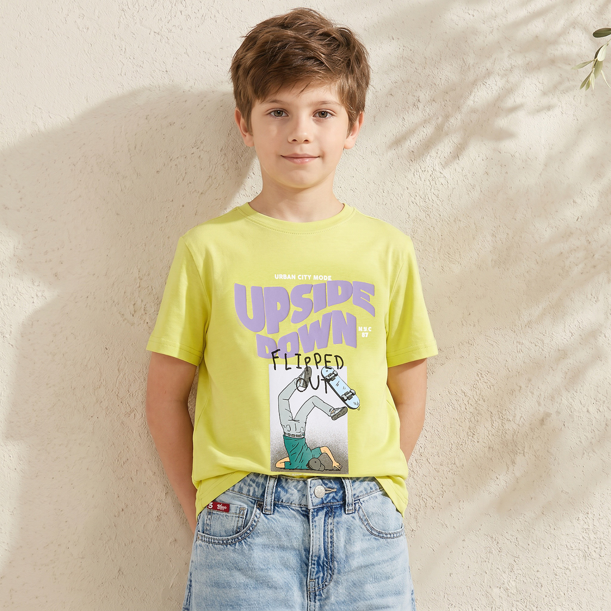 Juniors Crew Neck Short Sleeves T-shirt with Graphic Print-boys-clothing-tshirtsandpolos-image-1