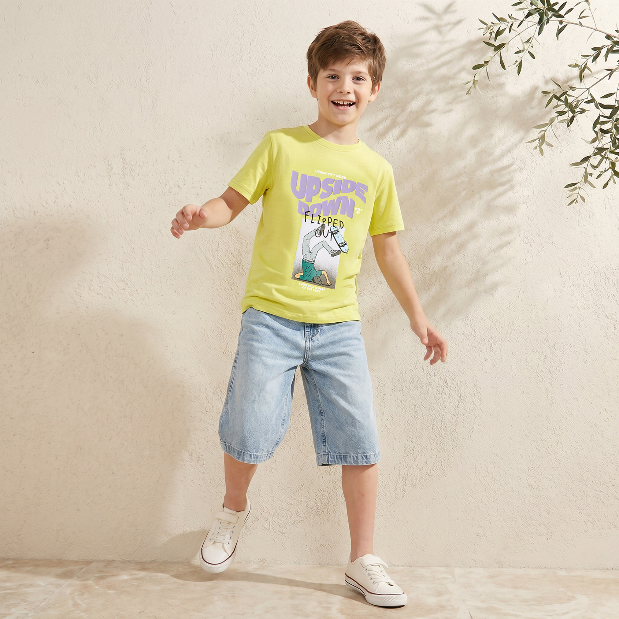 Juniors Crew Neck Short Sleeves T-shirt with Graphic Print-boys-clothing-tshirtsandpolos-image-2