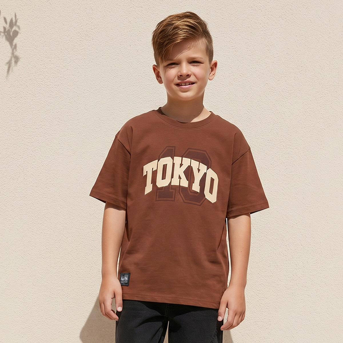 Juniors Crew Neck Short Sleeves T-shirt with Typographic Print-boys-clothing-tshirtsandpolos-image-1