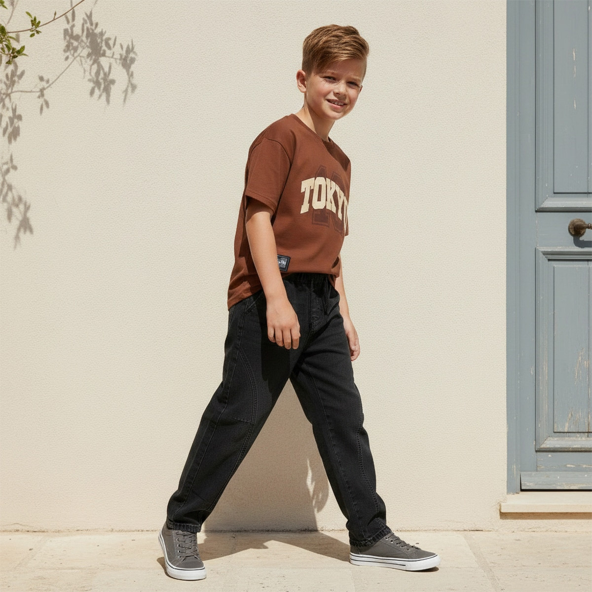 Juniors Crew Neck Short Sleeves T-shirt with Typographic Print-boys-clothing-tshirtsandpolos-image-2