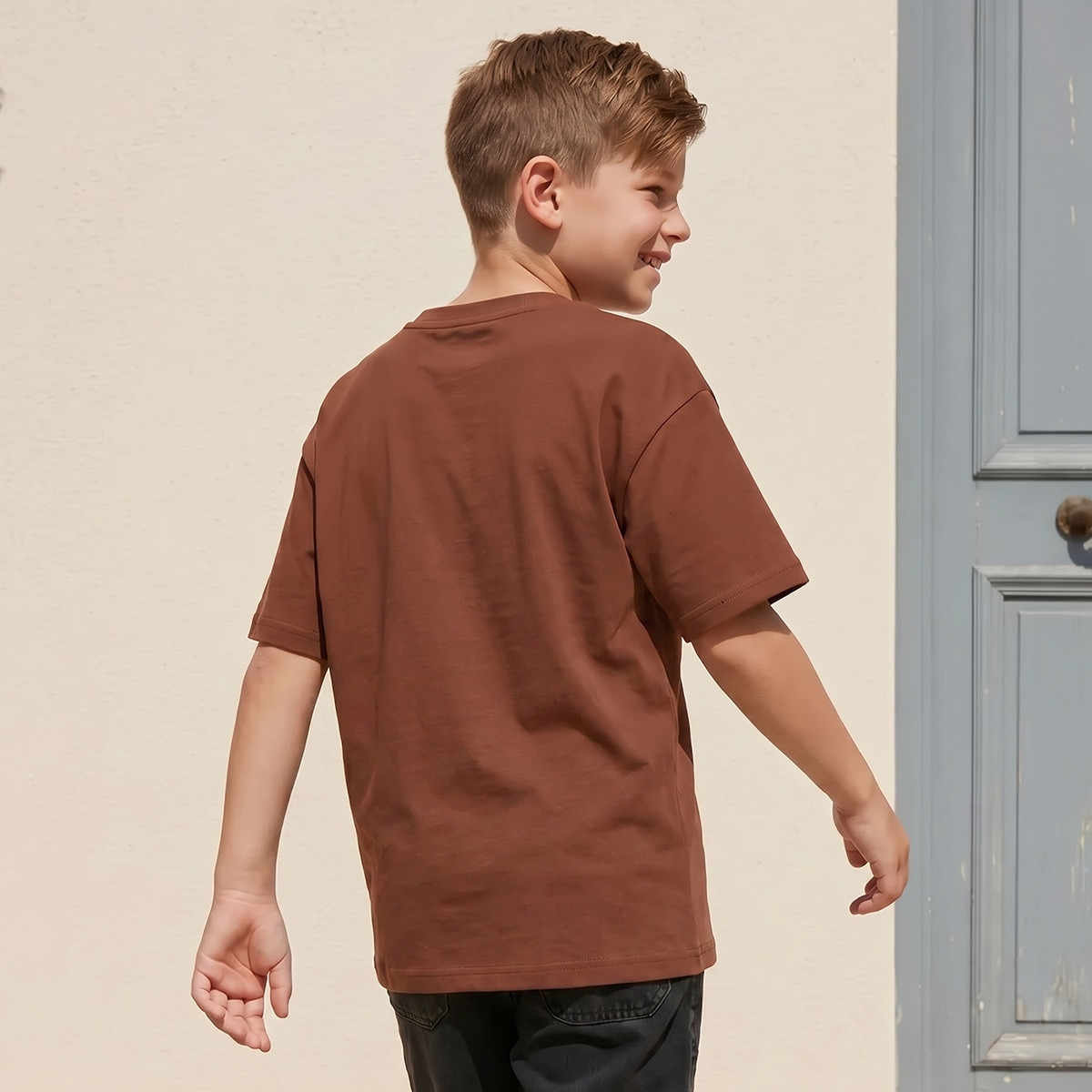 Juniors Crew Neck Short Sleeves T-shirt with Typographic Print-boys-clothing-tshirtsandpolos-image-3