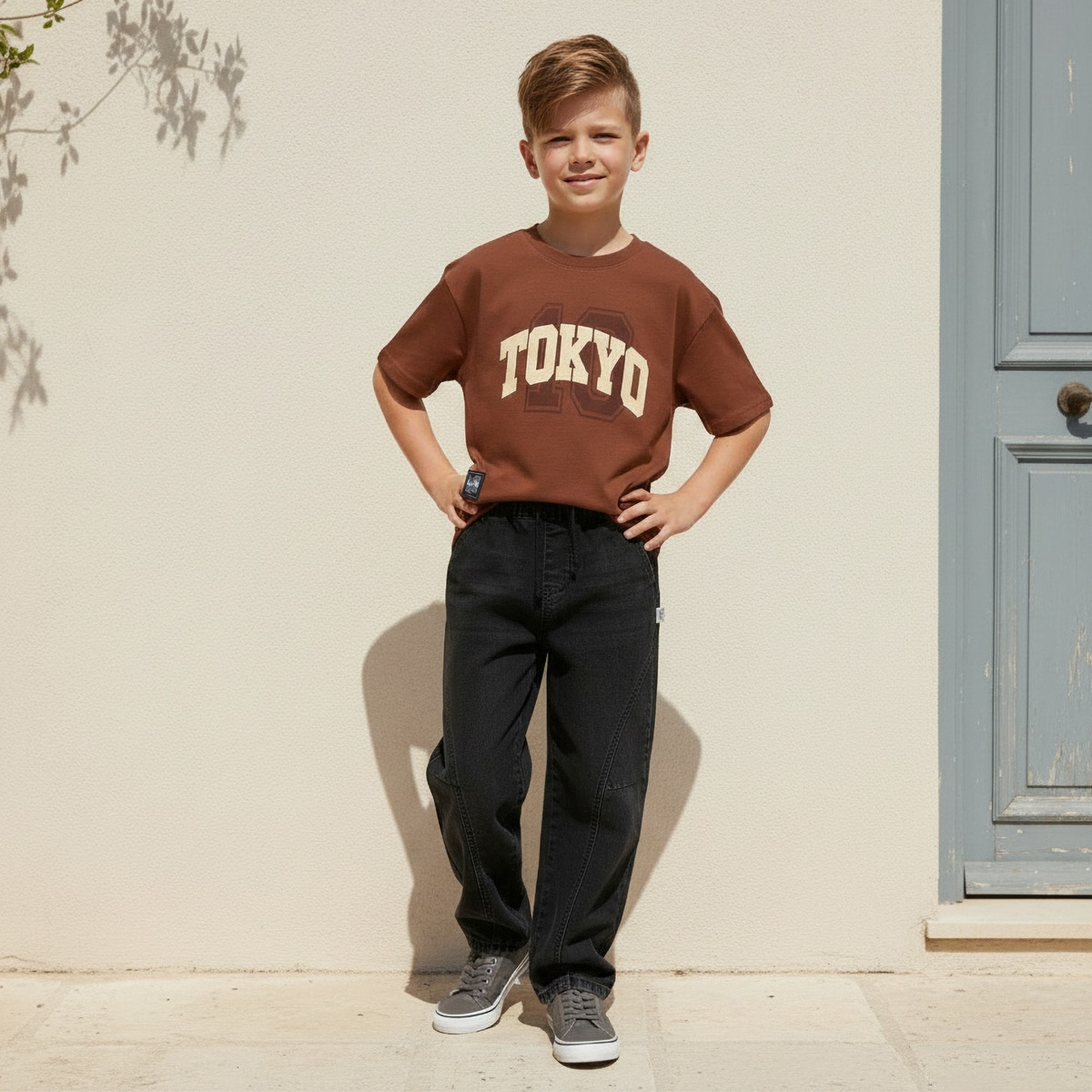 Juniors Crew Neck Short Sleeves T-shirt with Typographic Print-boys-clothing-tshirtsandpolos-image-5