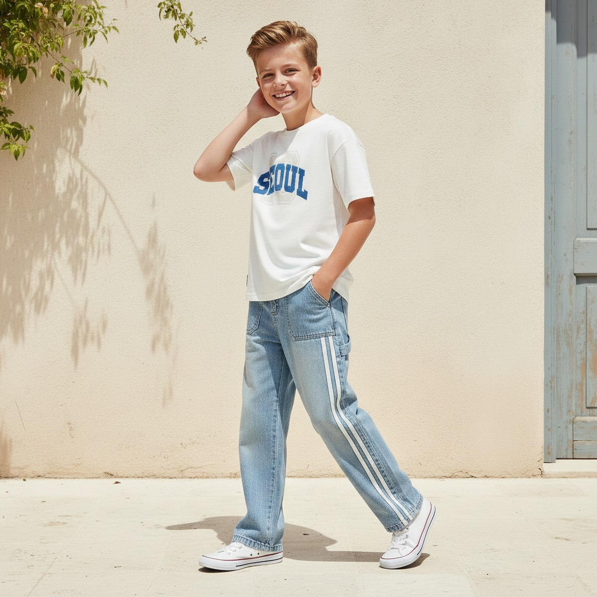 Juniors Crew Neck Short Sleeves T-shirt with Seoul Print-boys-clothing-tshirtsandpolos-image-5