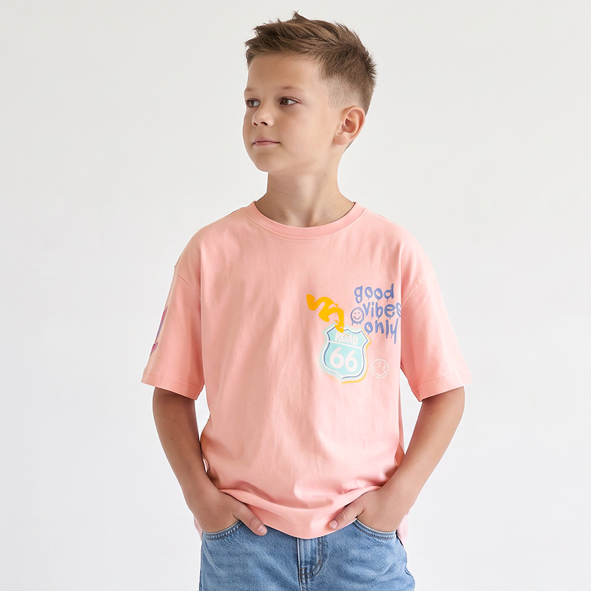 Juniors Crew Neck Short Sleeves T-shirt with Retro Print-boys-clothing-tshirtsandpolos-image-1