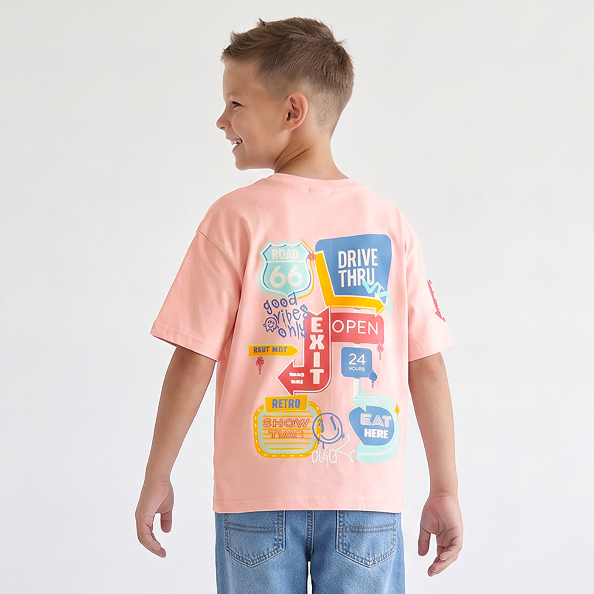 Juniors Crew Neck Short Sleeves T-shirt with Retro Print-boys-clothing-tshirtsandpolos-image-2
