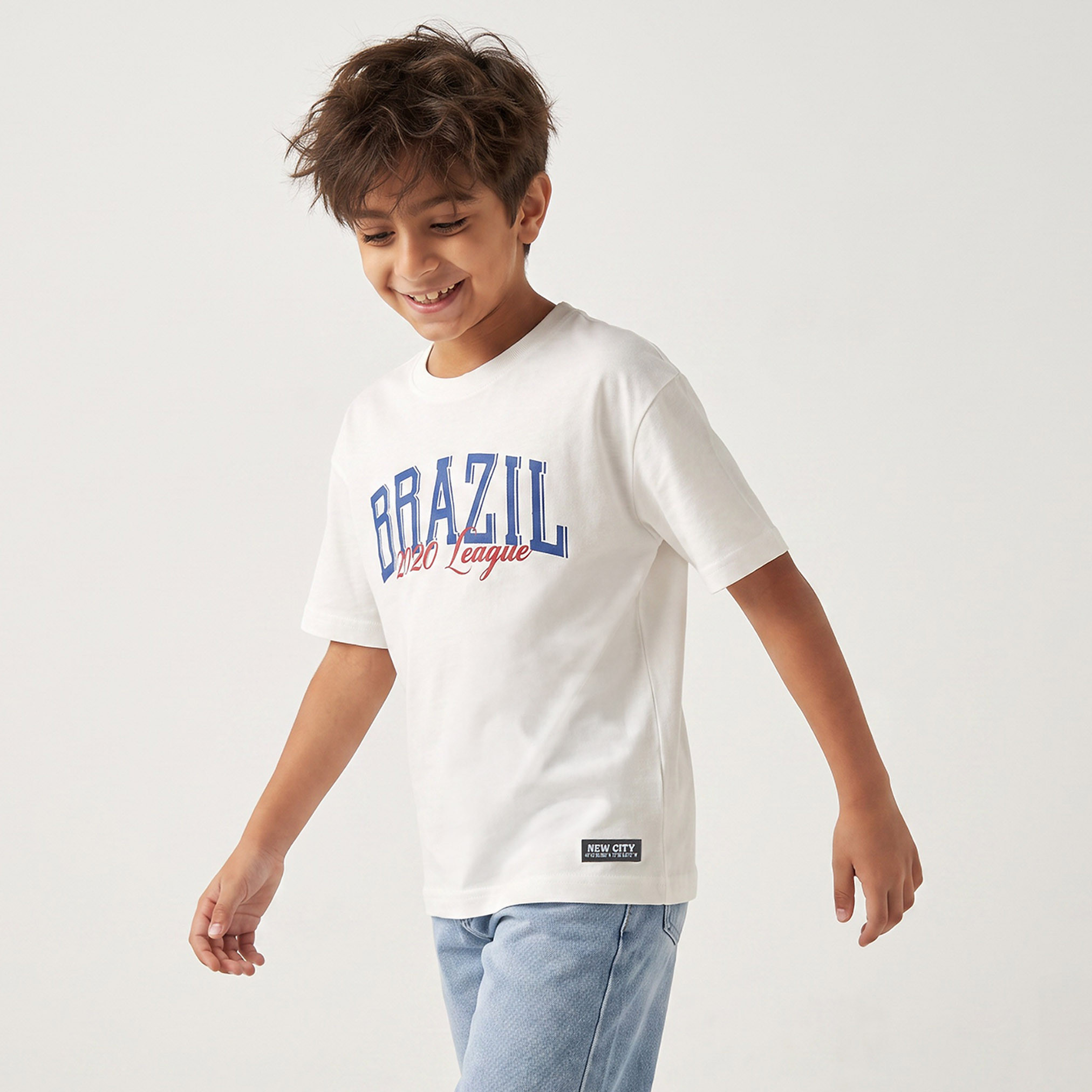 Juniors Crew Neck Short Sleeves T-shirt with Brazil Print-boys-clothing-tshirtsandpolos-image-1