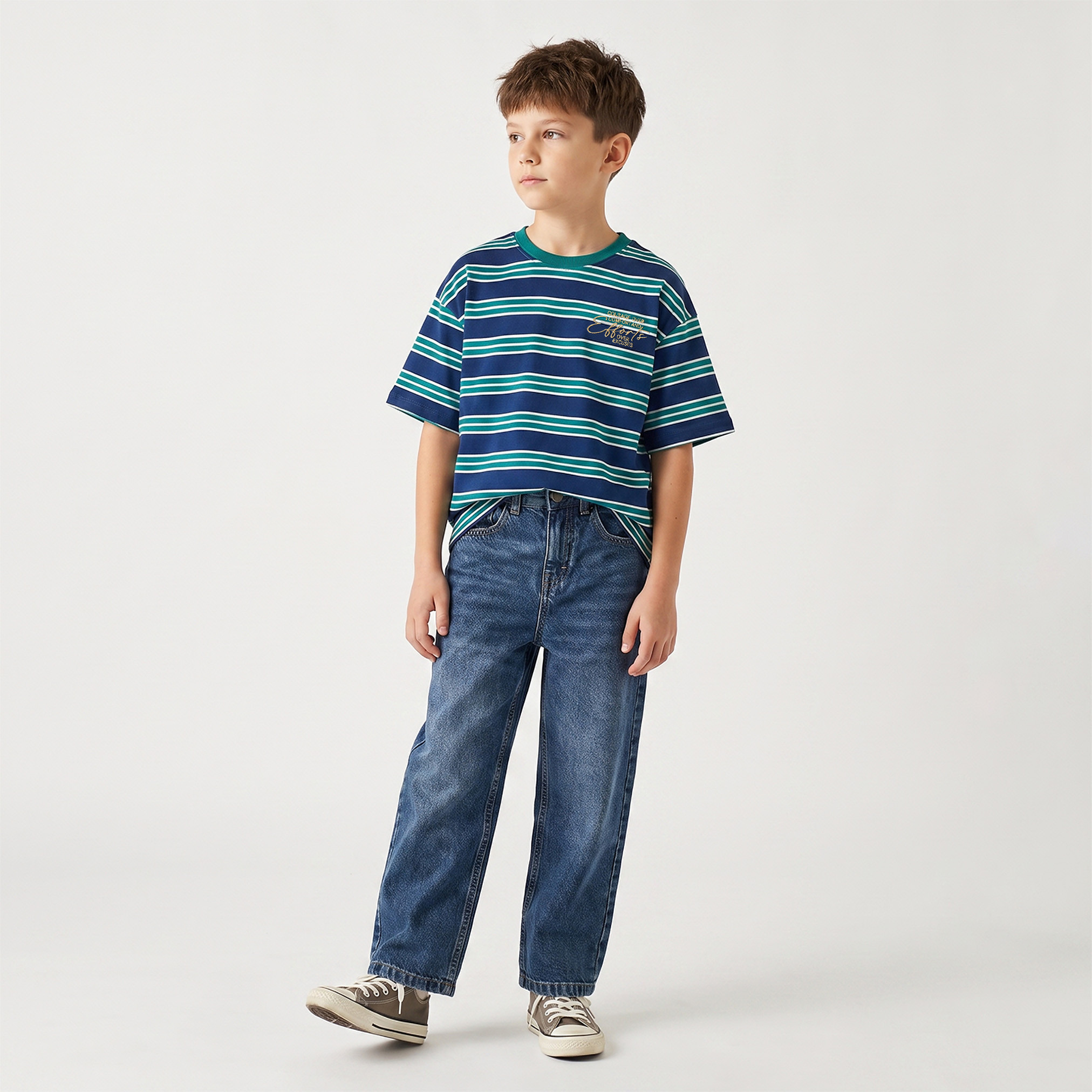Juniors Crew Neck Short Sleeves T-shirt with Stripes-boys-clothing-tshirtsandpolos-image-2