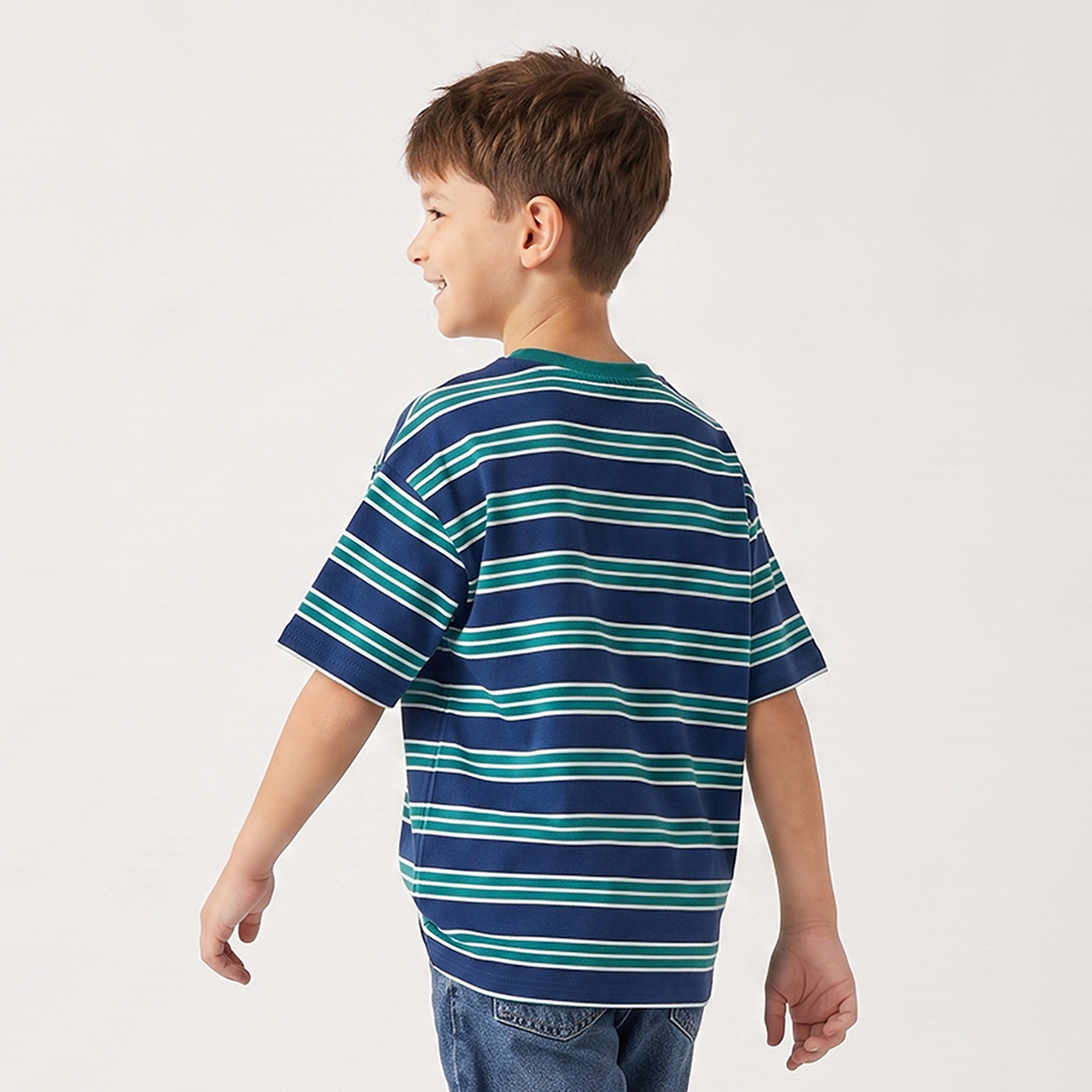 Juniors Crew Neck Short Sleeves T-shirt with Stripes-boys-clothing-tshirtsandpolos-image-3