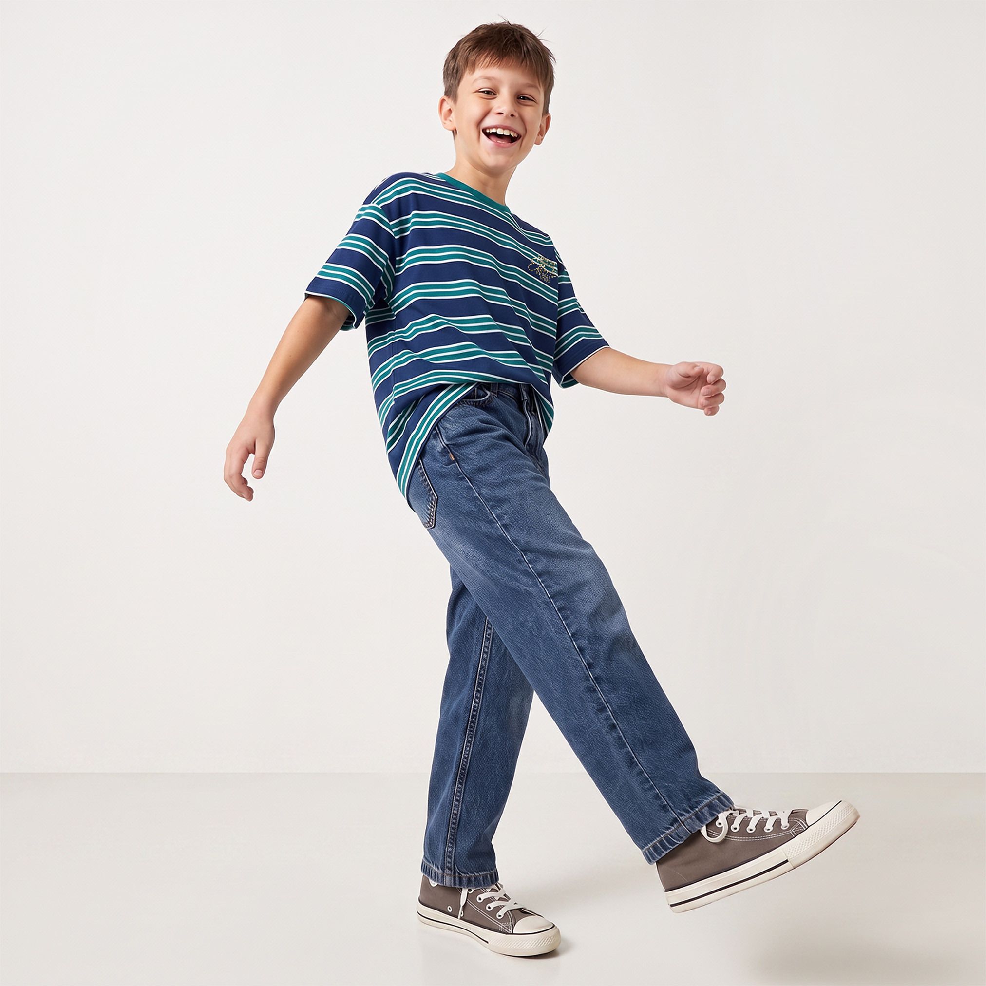 Juniors Crew Neck Short Sleeves T-shirt with Stripes-boys-clothing-tshirtsandpolos-image-5
