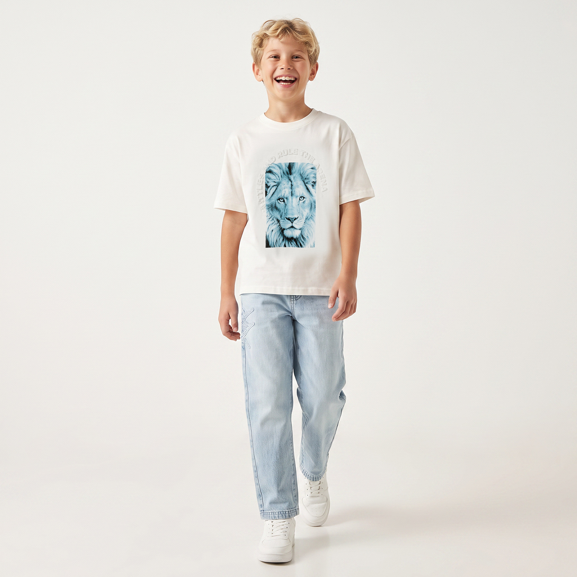 تيشيرت برقبة ضيقة وأكمام قصيرة وطبعات من جونيورز-boys-clothing-tshirtsandpolos-image-2