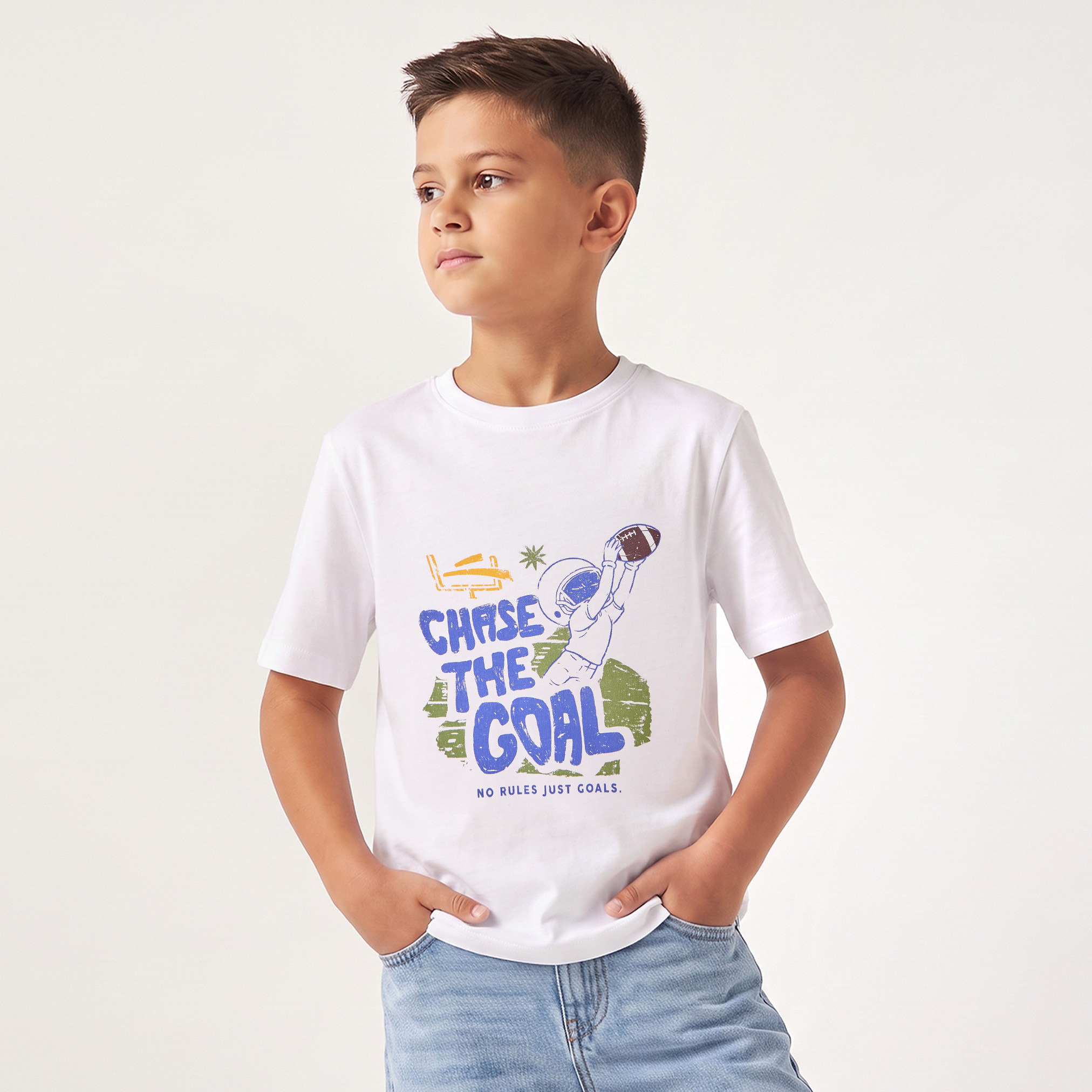 Juniors Crew Neck Short Sleeves T-shirt with Slogan Print-boys-clothing-tshirtsandpolos-image-1