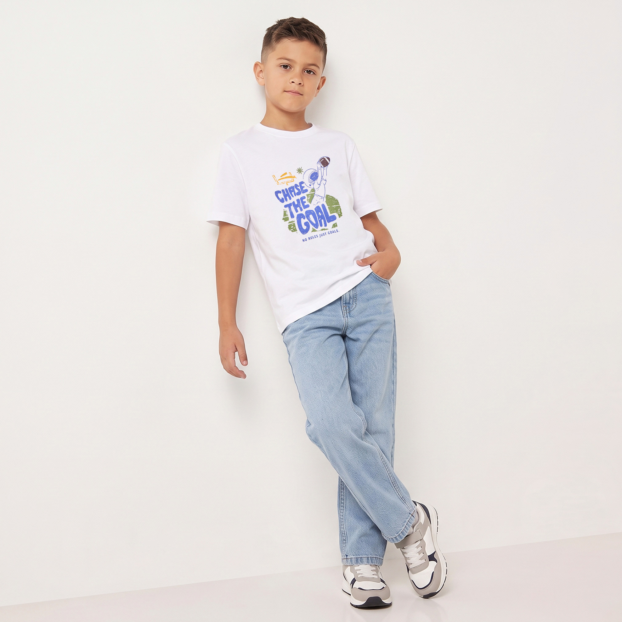 Juniors Crew Neck Short Sleeves T-shirt with Slogan Print-boys-clothing-tshirtsandpolos-image-5