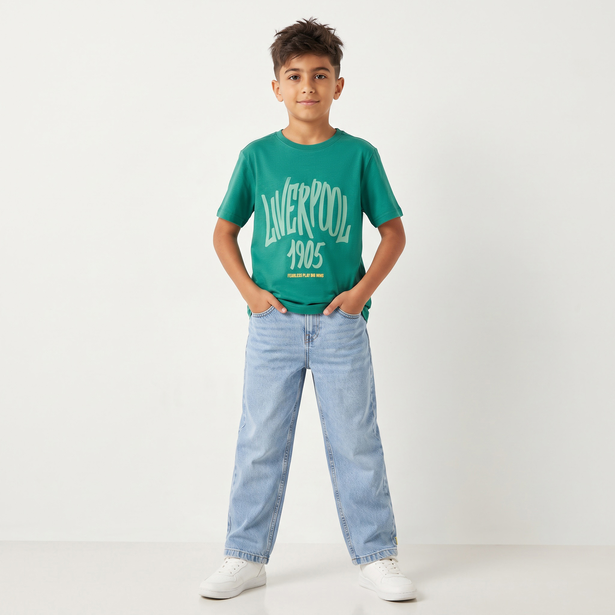 Juniors Crew Neck Short Sleeves T-shirt with Slogan Print-boys-clothing-tshirtsandpolos-image-2