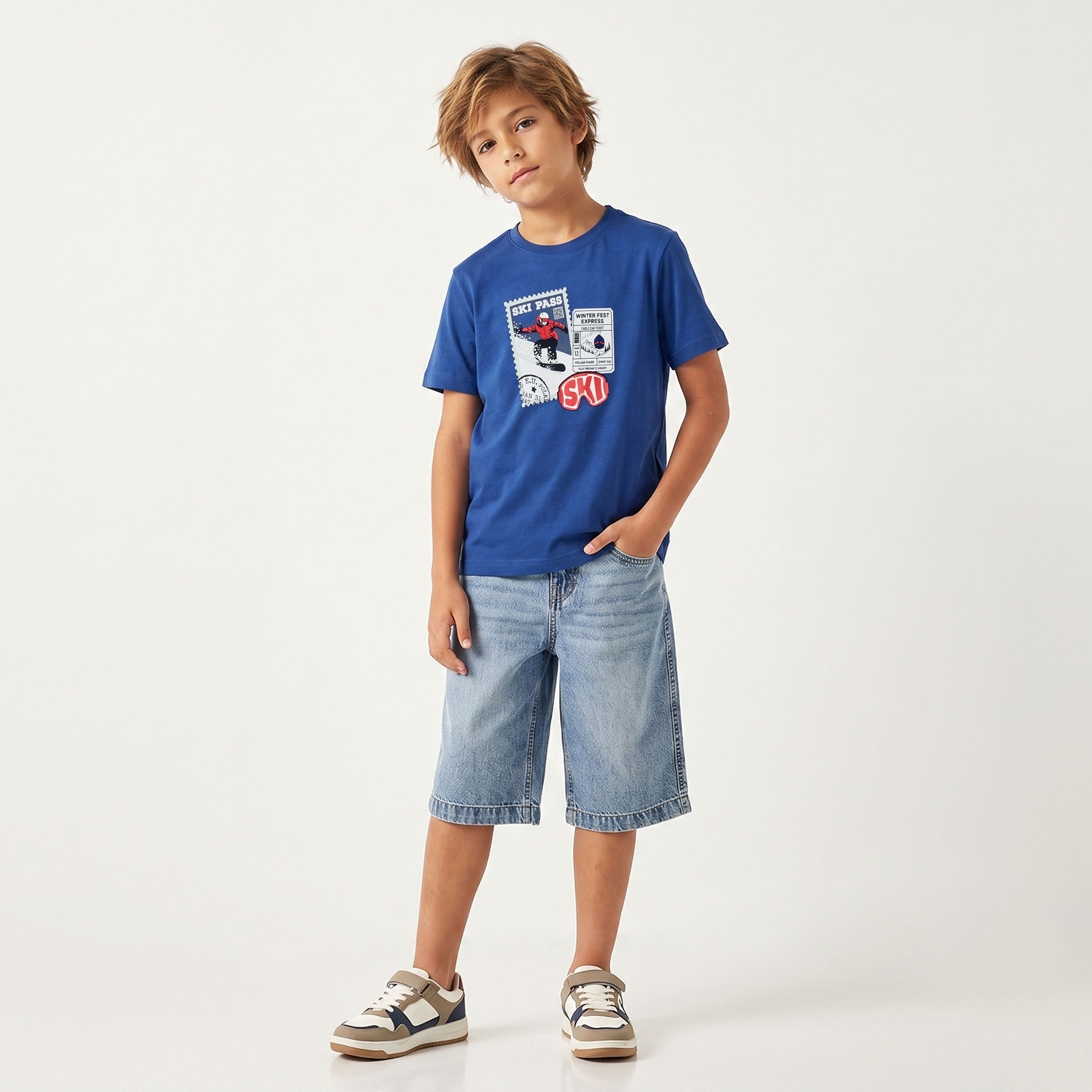Juniors Crew Neck Short Sleeves T-shirt with Ski Print-boys-clothing-tshirtsandpolos-image-2
