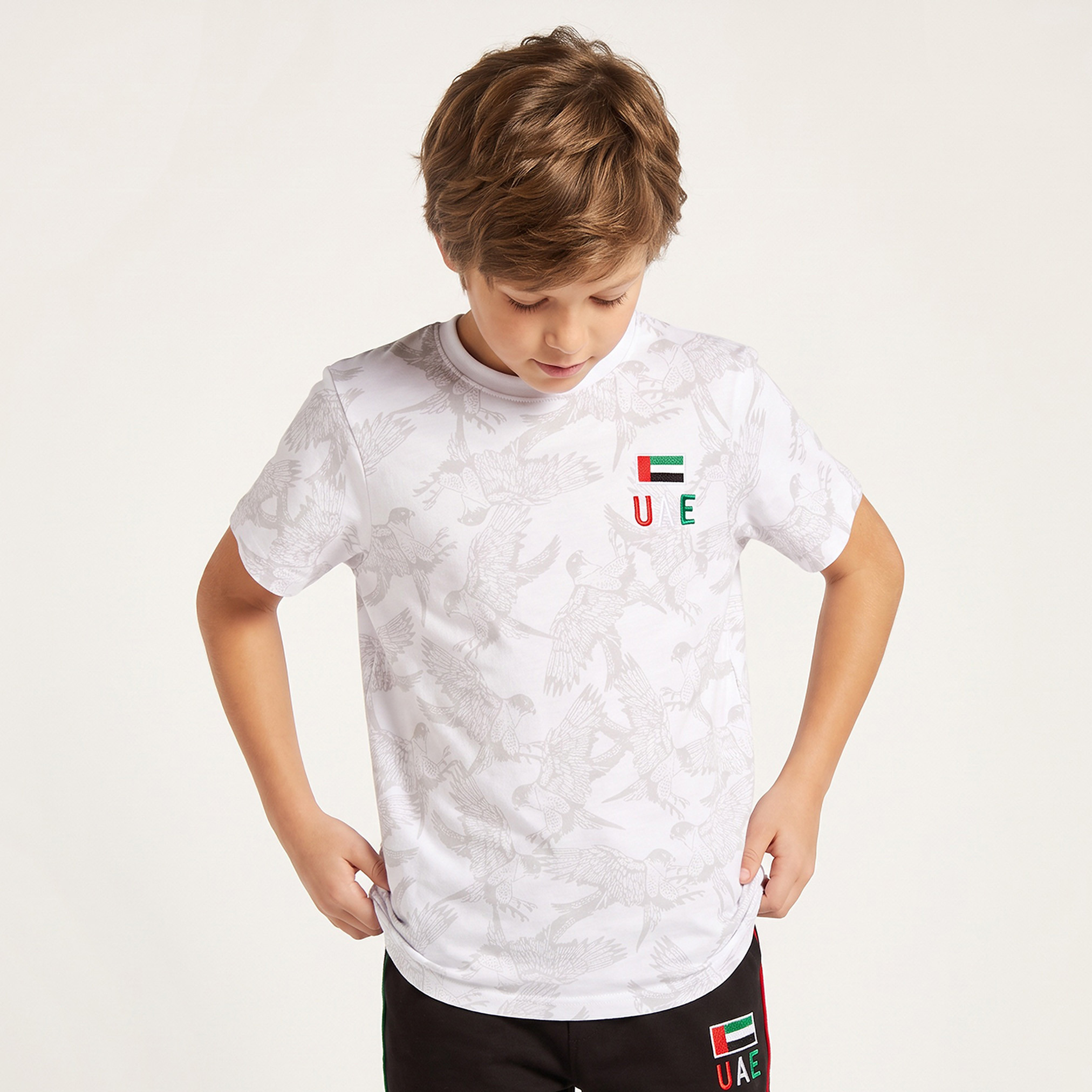 Juniors Crew Neck Short Sleeves T-shirt with UAE National Day Embroidery-boys-clothing-tshirtsandpolos-image-1