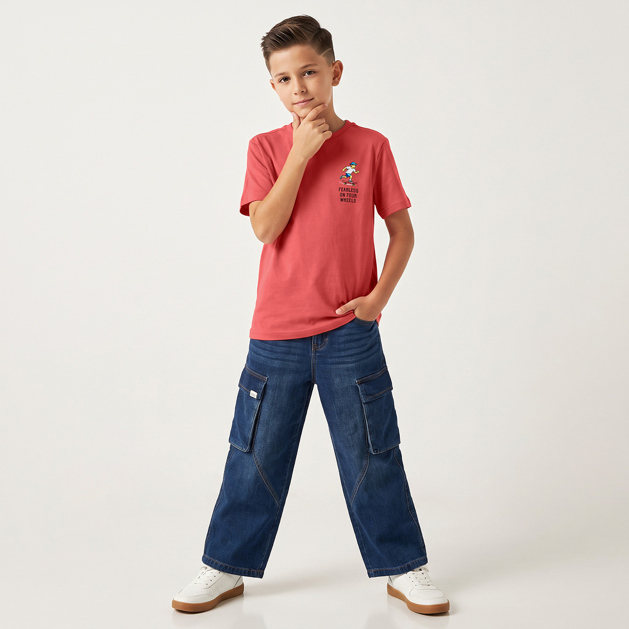Juniors Crew Neck Short Sleeves T-shirt with Skater Print-boys-clothing-tshirtsandpolos-image-3