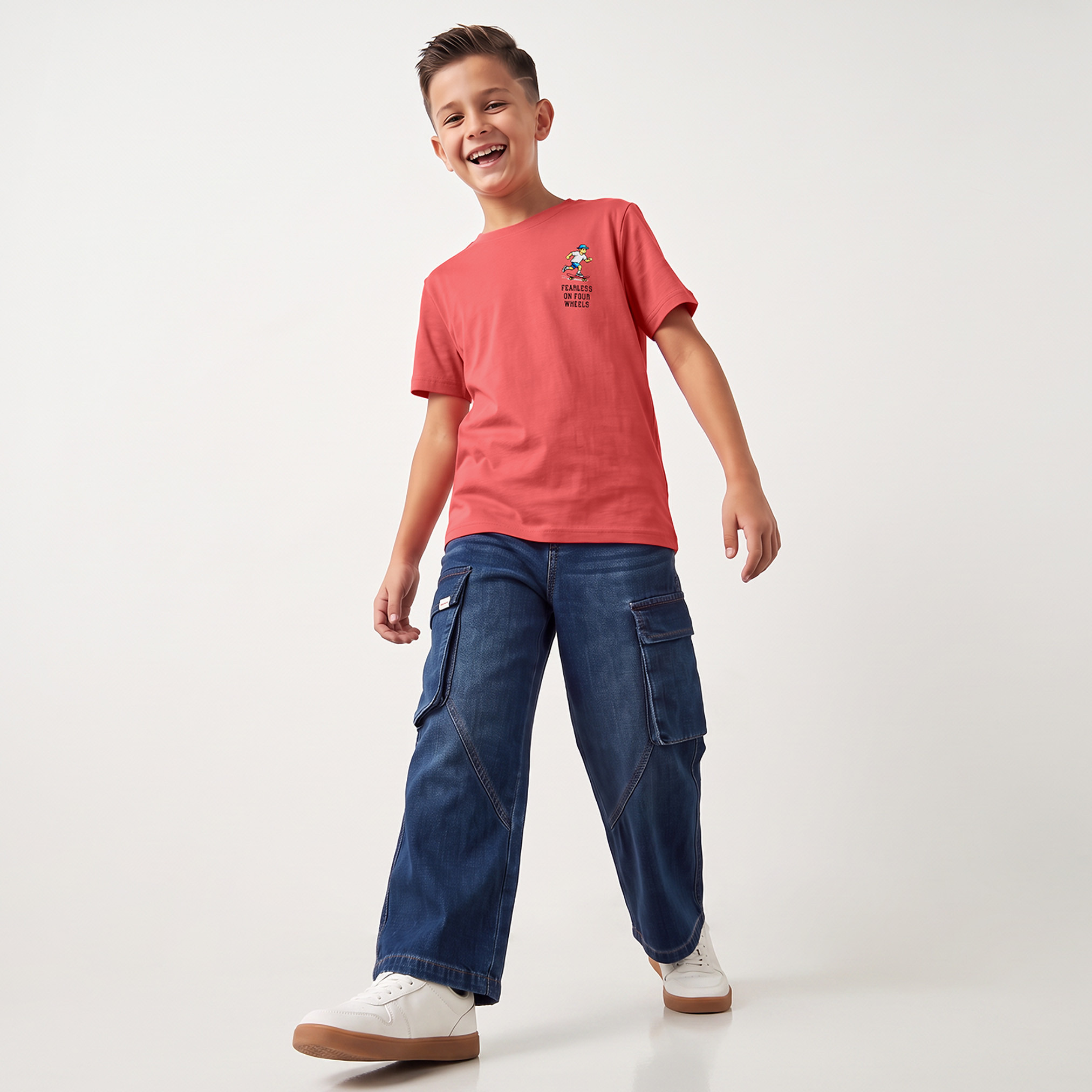 Juniors Crew Neck Short Sleeves T-shirt with Skater Print-boys-clothing-tshirtsandpolos-image-5