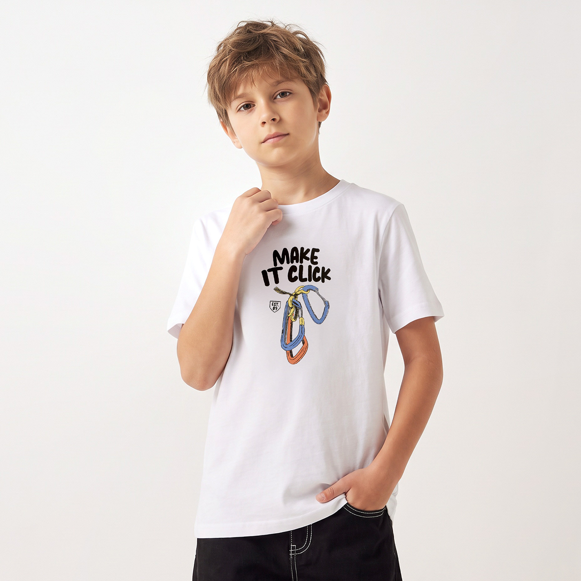 Juniors Crew Neck Short Sleeves T-shirt with Slogan Print-boys-clothing-tshirtsandpolos-image-1