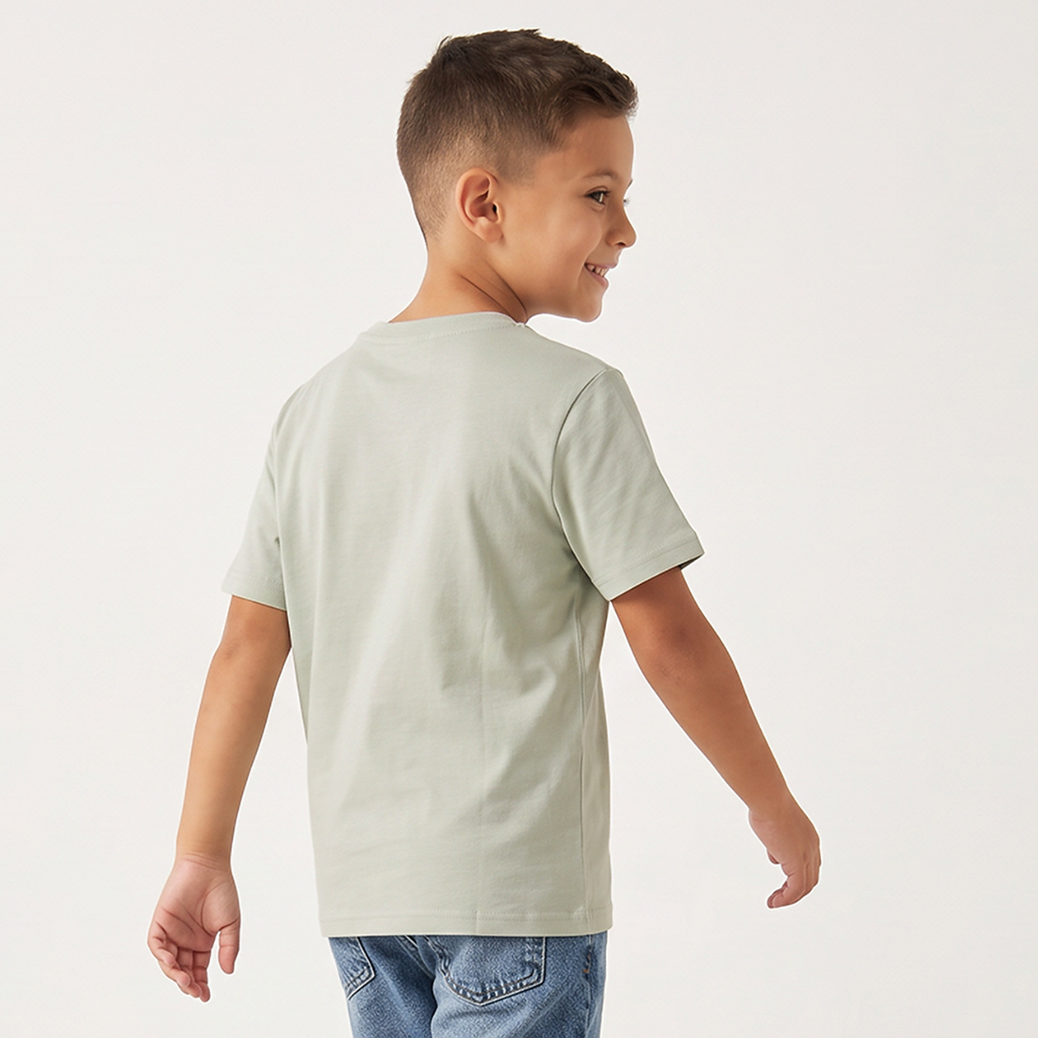 Juniors Crew Neck Short Sleeves T-shirt with Slogan Print-boys-clothing-tshirtsandpolos-image-3