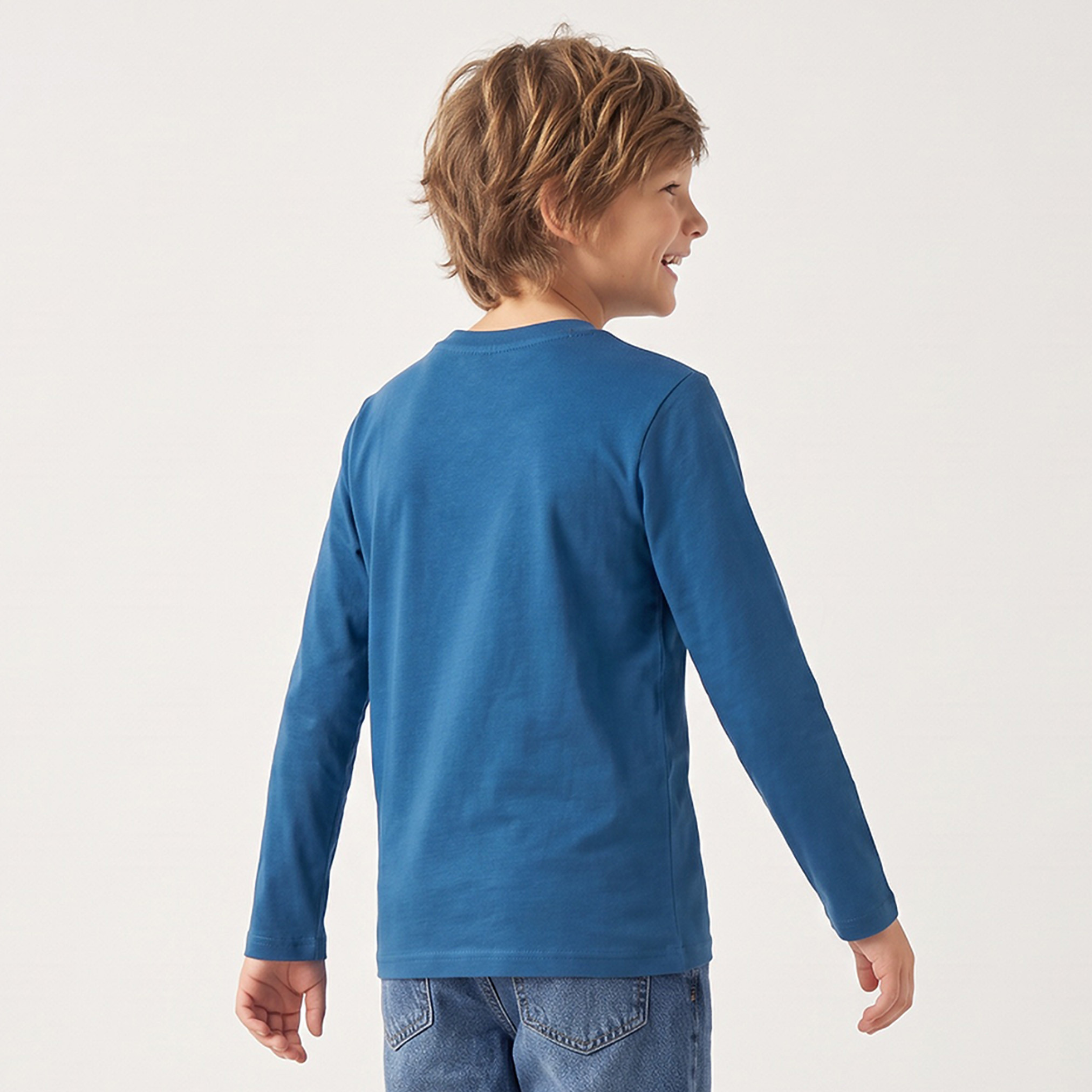 Juniors Crew Neck Long Sleeves T-shirt with Slogan Print-boys-clothing-tshirtsandpolos-image-2