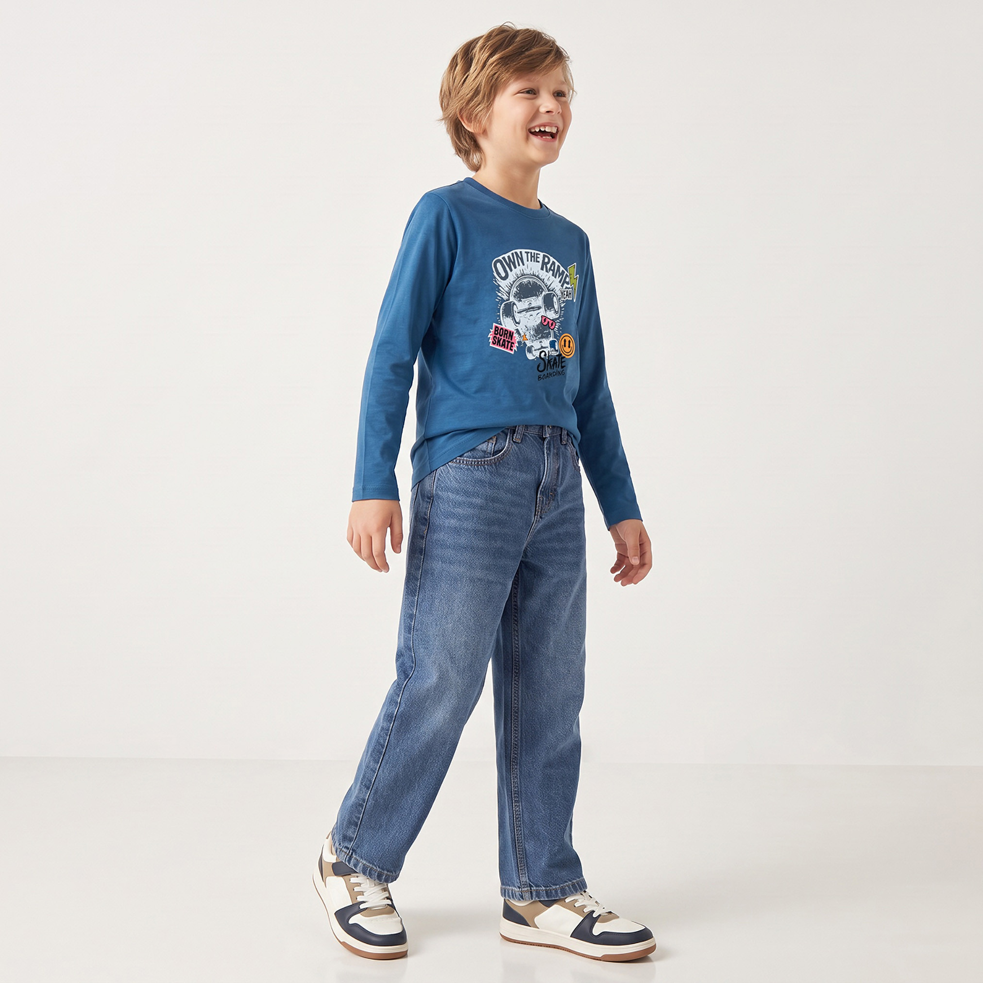 Juniors Crew Neck Long Sleeves T-shirt with Slogan Print-boys-clothing-tshirtsandpolos-image-5
