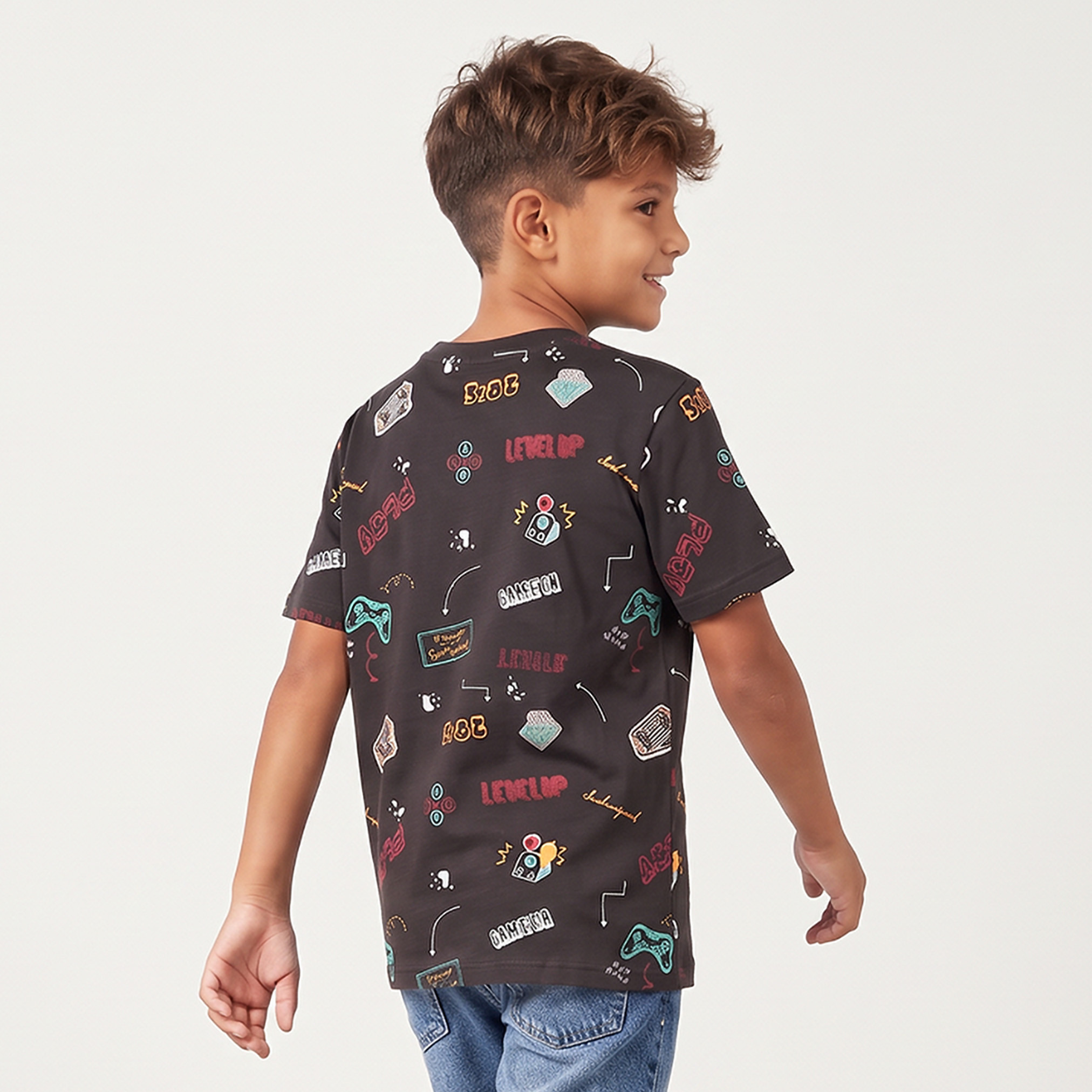 Juniors Crew Neck Short Sleeves T-shirt with Gamer Print-boys-clothing-tshirtsandpolos-image-2