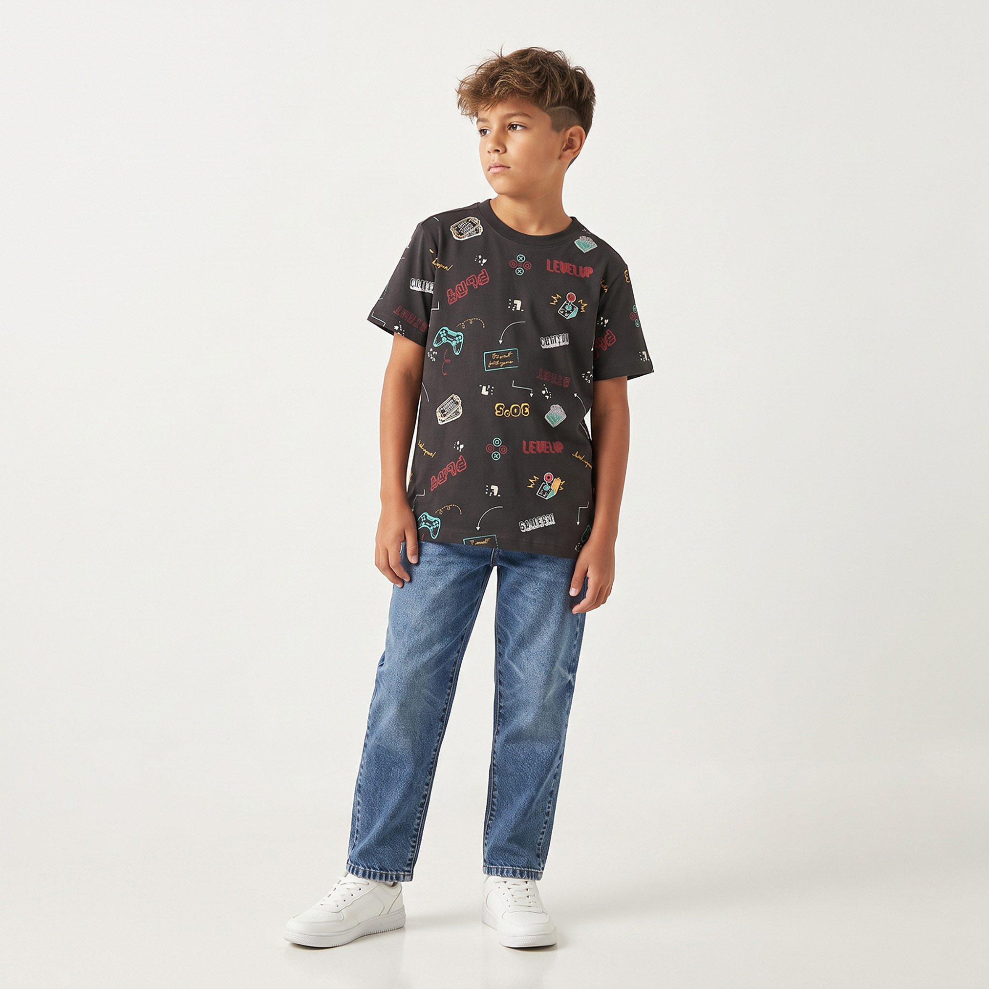 Juniors Crew Neck Short Sleeves T-shirt with Gamer Print-boys-clothing-tshirtsandpolos-image-4