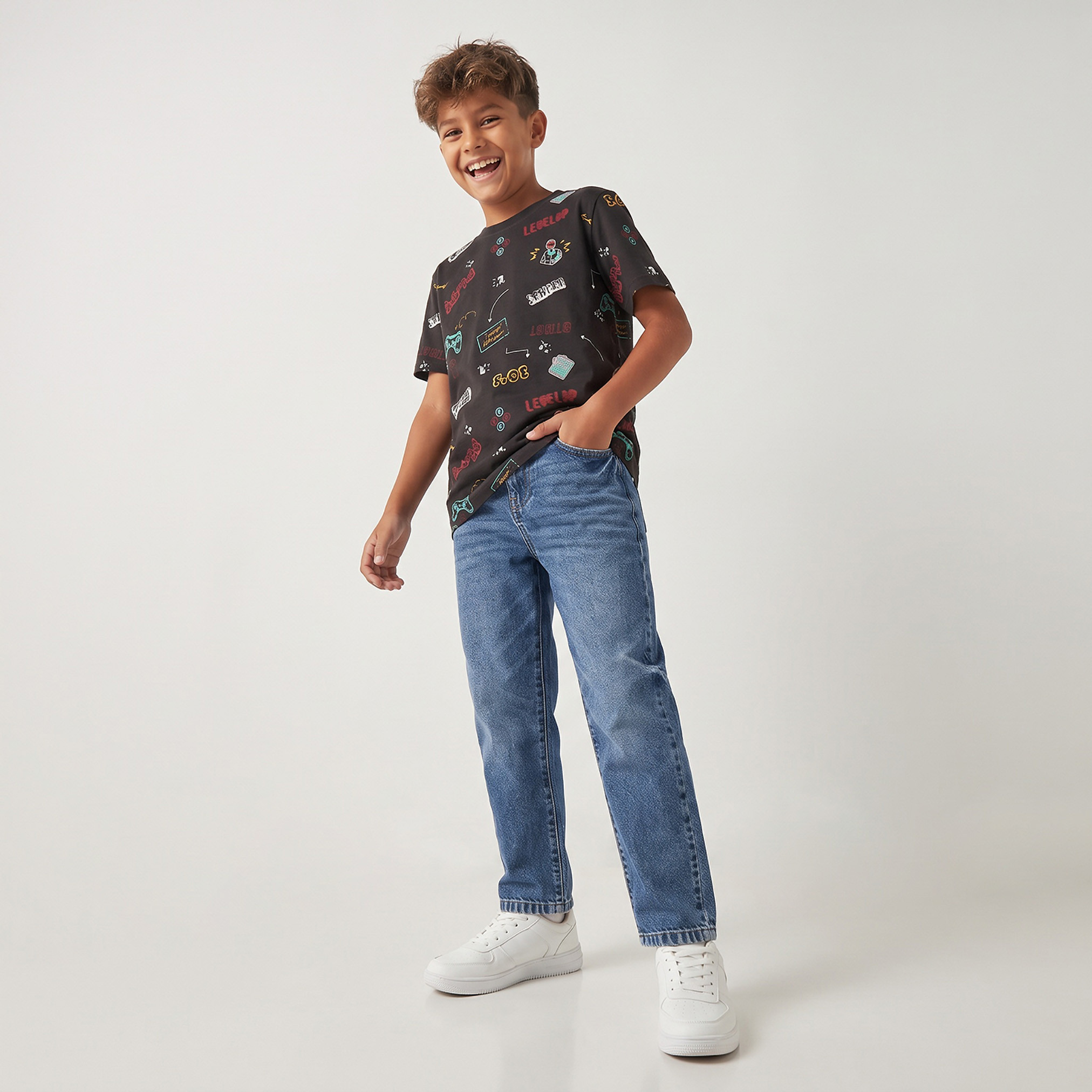 Juniors Crew Neck Short Sleeves T-shirt with Gamer Print-boys-clothing-tshirtsandpolos-image-5