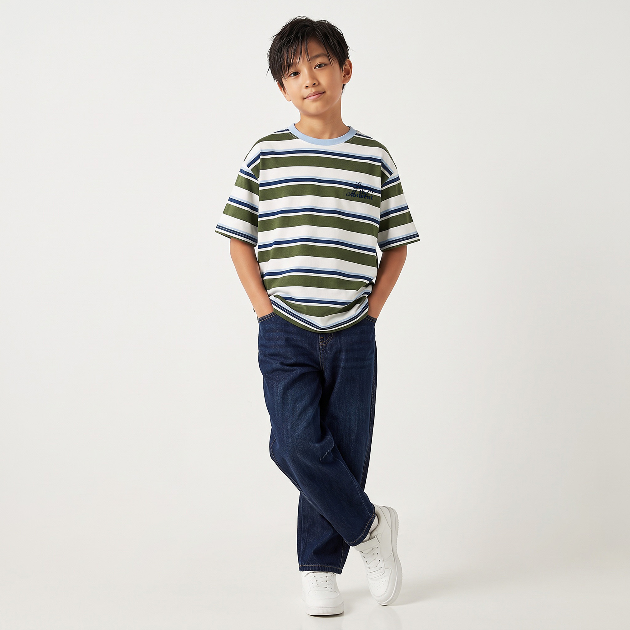 Juniors Crew Neck Short Sleeves T-shirt with Stripes-boys-clothing-tshirtsandpolos-image-3