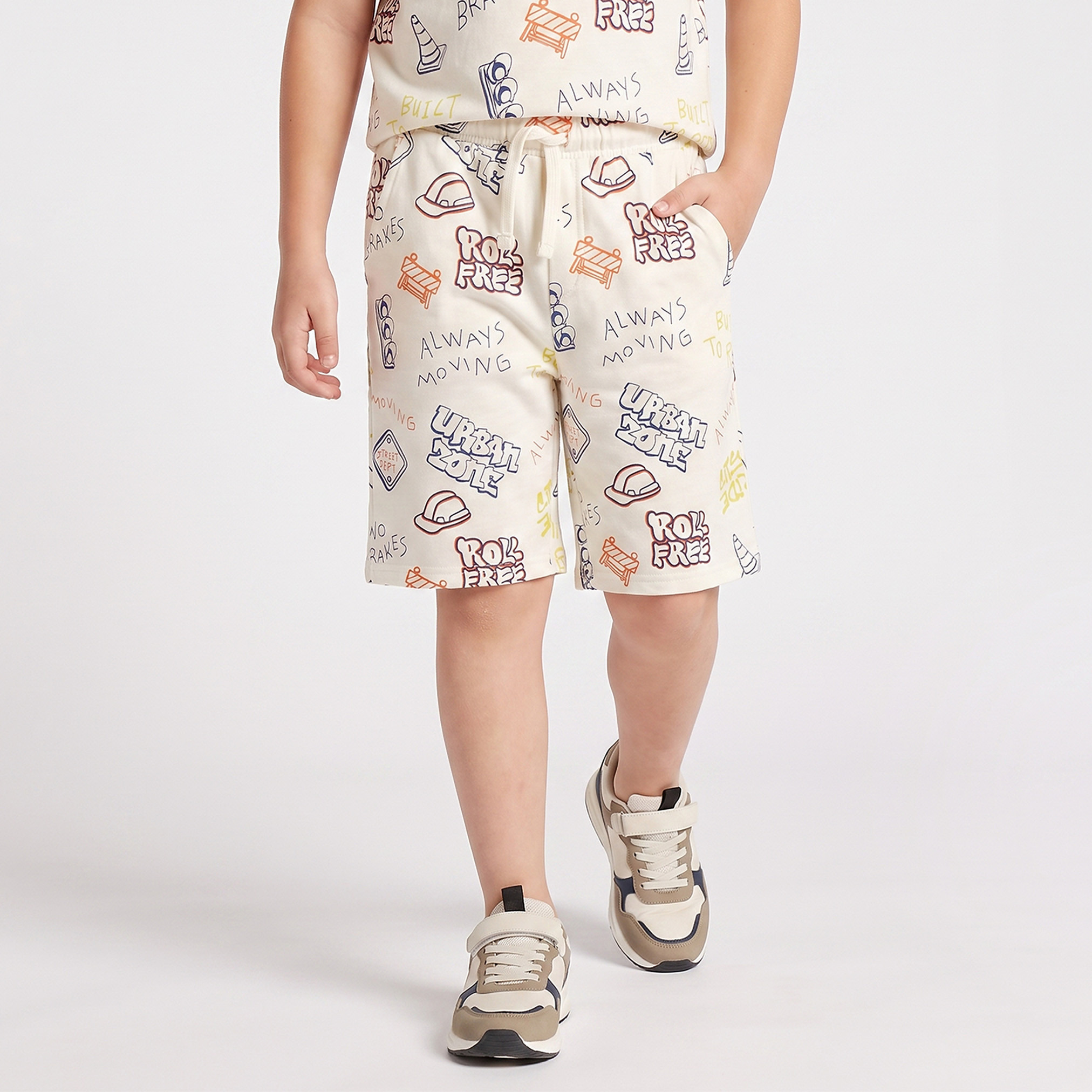 Juniors Knee Length Drawstring Waist Shorts with Graphic Print-boys-clothing-bottoms-shorts-image-1