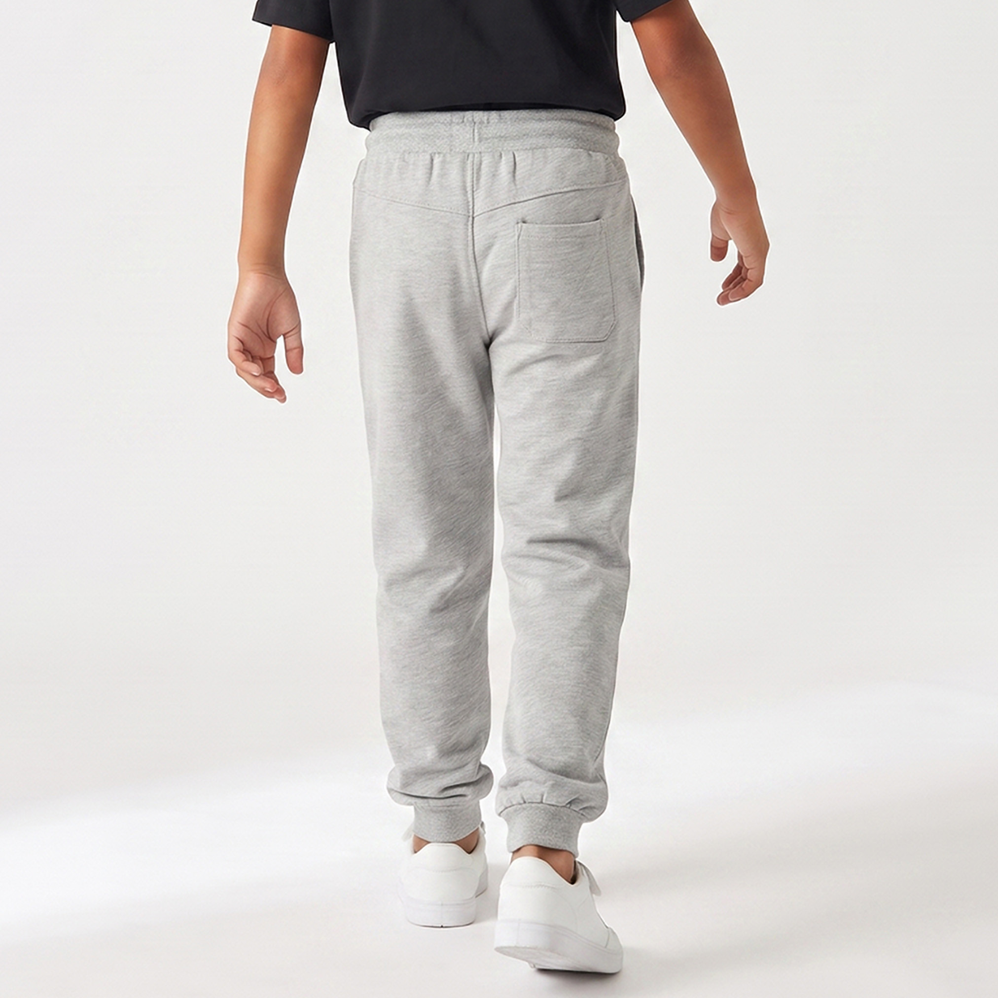Juniors Elasticated Drawstring Waist Joggers with Panelled Design-boys-clothing-bottoms-joggersandtrackpants-image-3