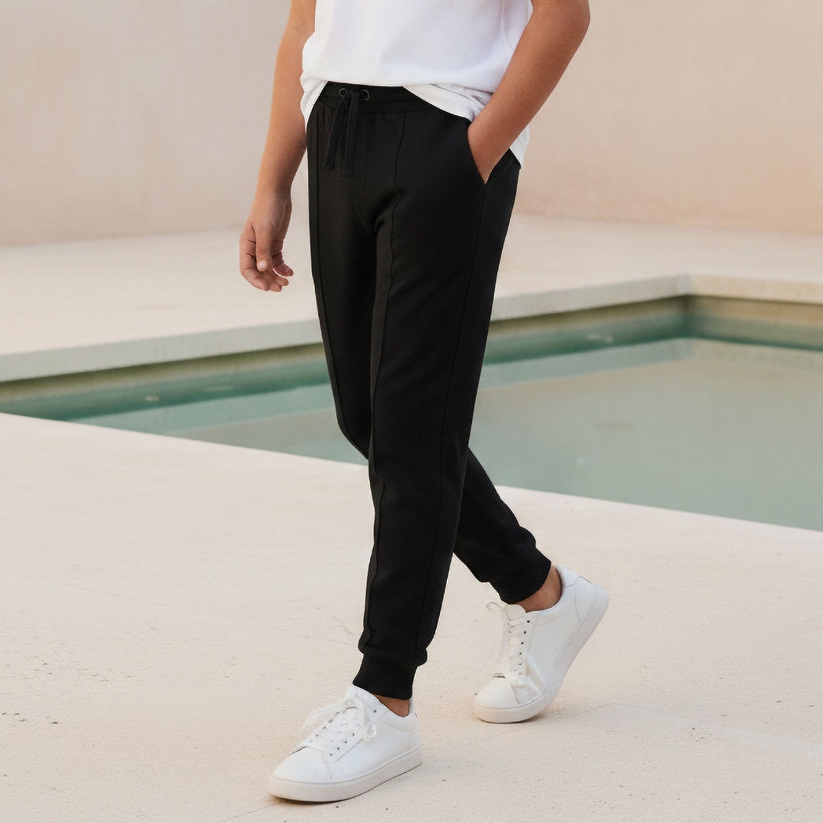Juniors Elasticated Drawstring Joggers with Pockets-boys-clothing-bottoms-joggersandtrackpants-image-1