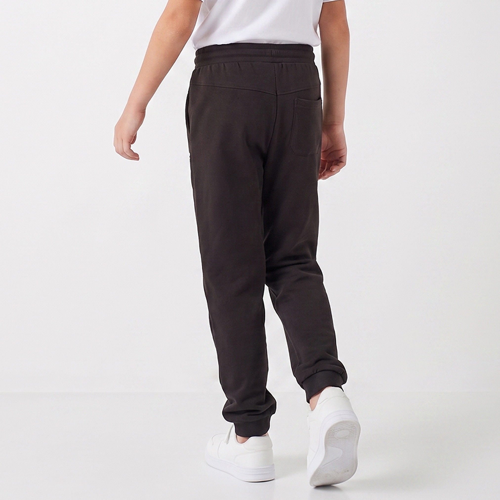 Juniors Elasticated Drawstring Waist Joggers with Typographic Print-boys-clothing-bottoms-joggersandtrackpants-image-3