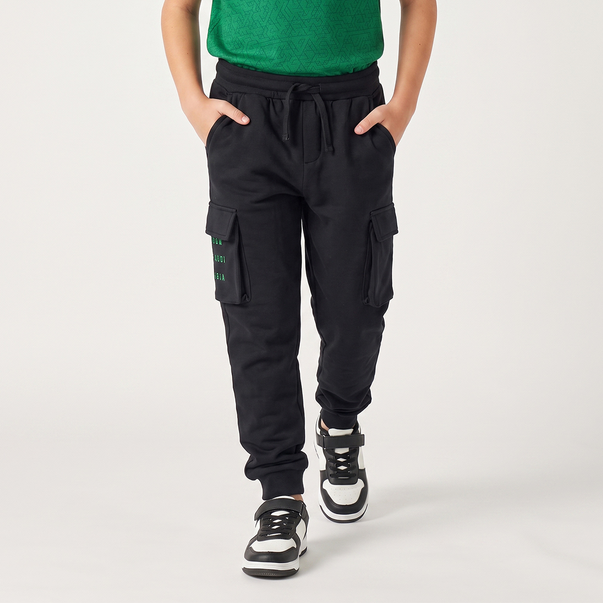 Juniors Drawstring Waist Joggers with Saudi Arabia Embroidery-boys-clothing-bottoms-joggersandtrackpants-image-2