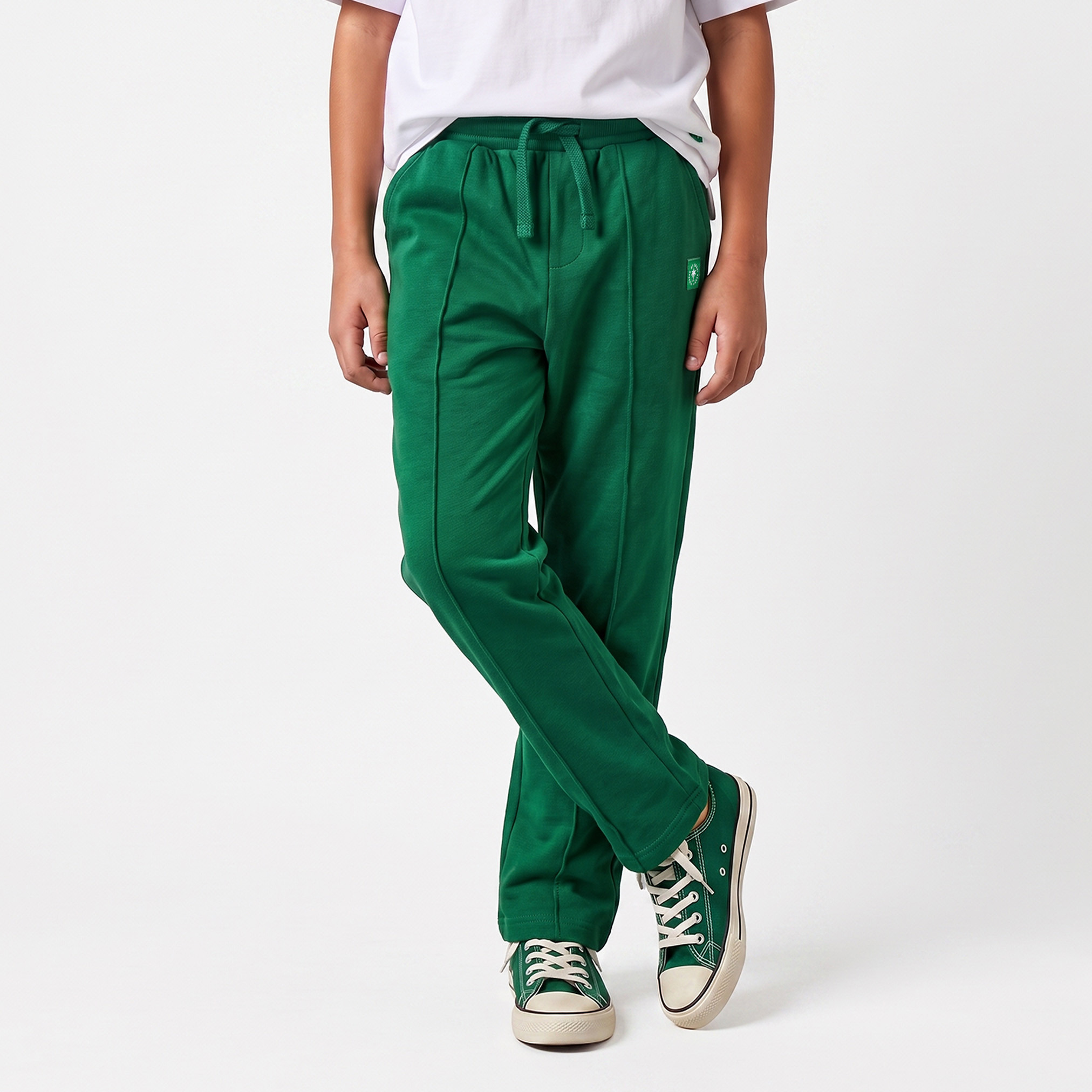 Juniors Elasticated Drawstring Waist Track Pants with Pintuck Accent-boys-clothing-bottoms-joggersandtrackpants-image-1