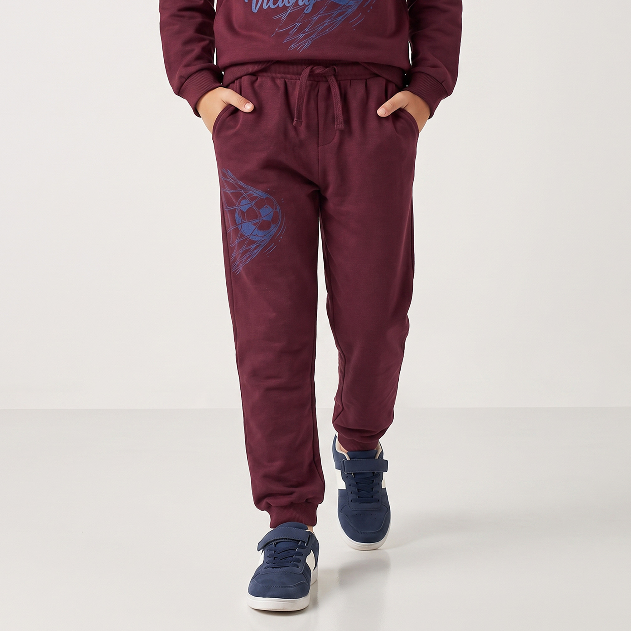 Juniors Elasticated  Drawstring Waist Joggers with Football Print-boys-clothing-bottoms-joggersandtrackpants-image-1