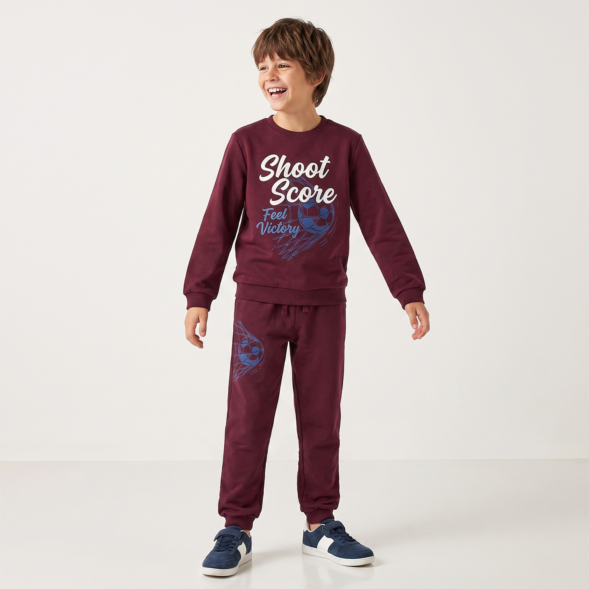 Juniors Elasticated  Drawstring Waist Joggers with Football Print-boys-clothing-bottoms-joggersandtrackpants-image-2