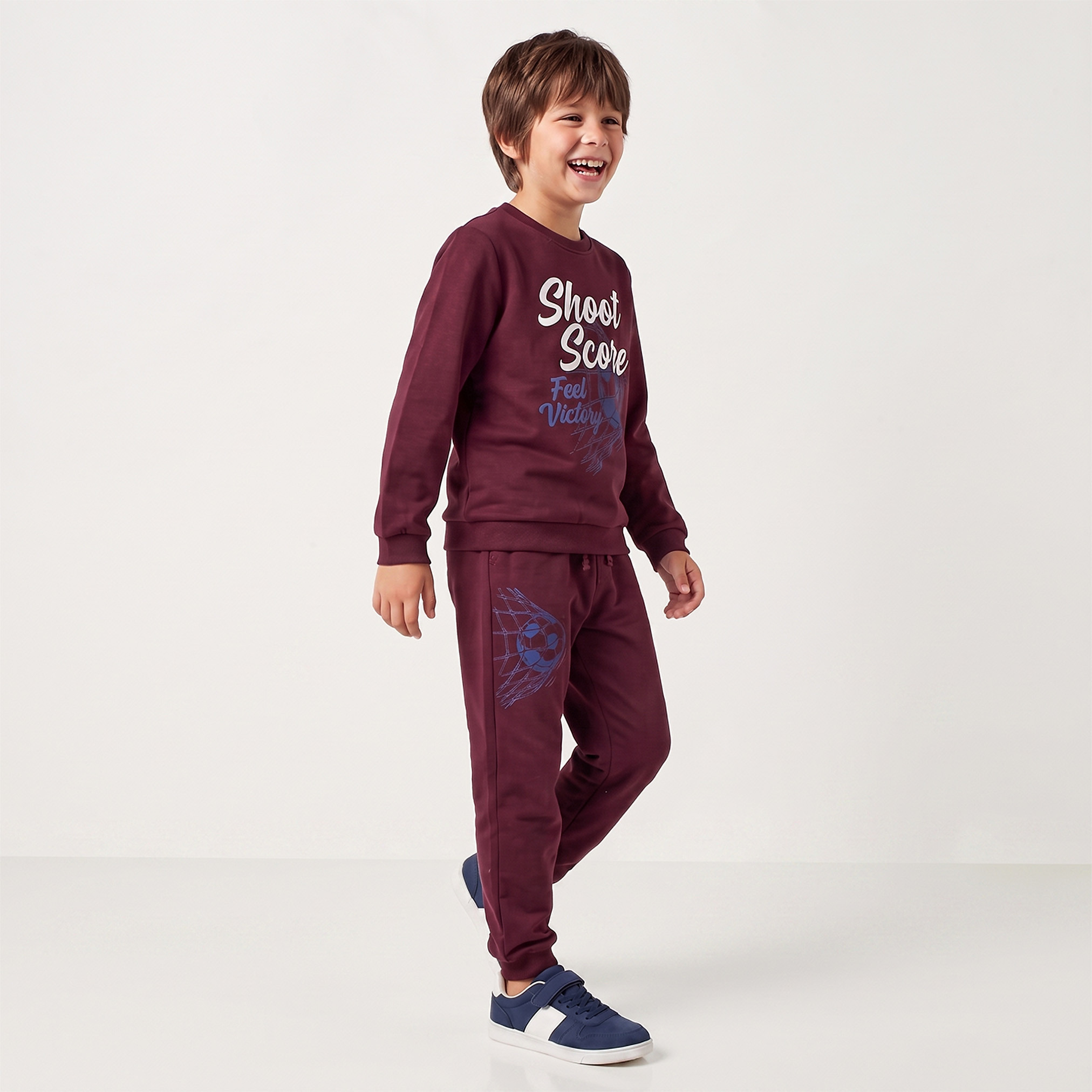 Juniors Elasticated  Drawstring Waist Joggers with Football Print-boys-clothing-bottoms-joggersandtrackpants-image-5