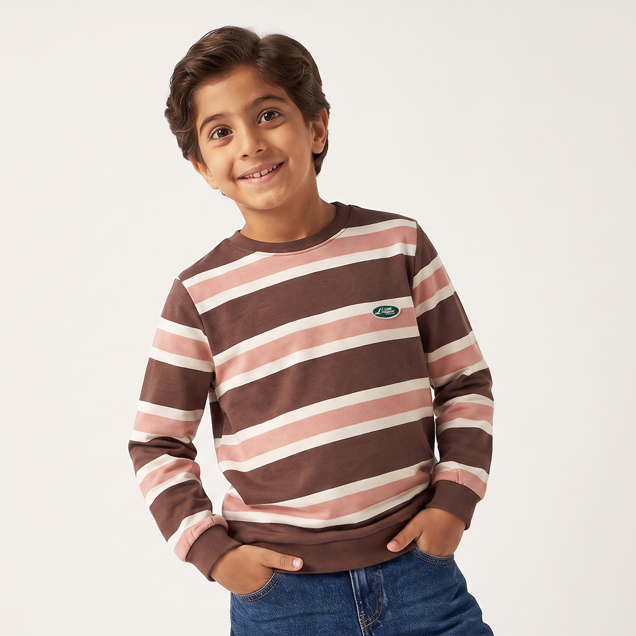 سويت شيرت مخطط بأكمام طويلة من جونيورز-boys-clothing-winterwear-sweatshirts-image-1