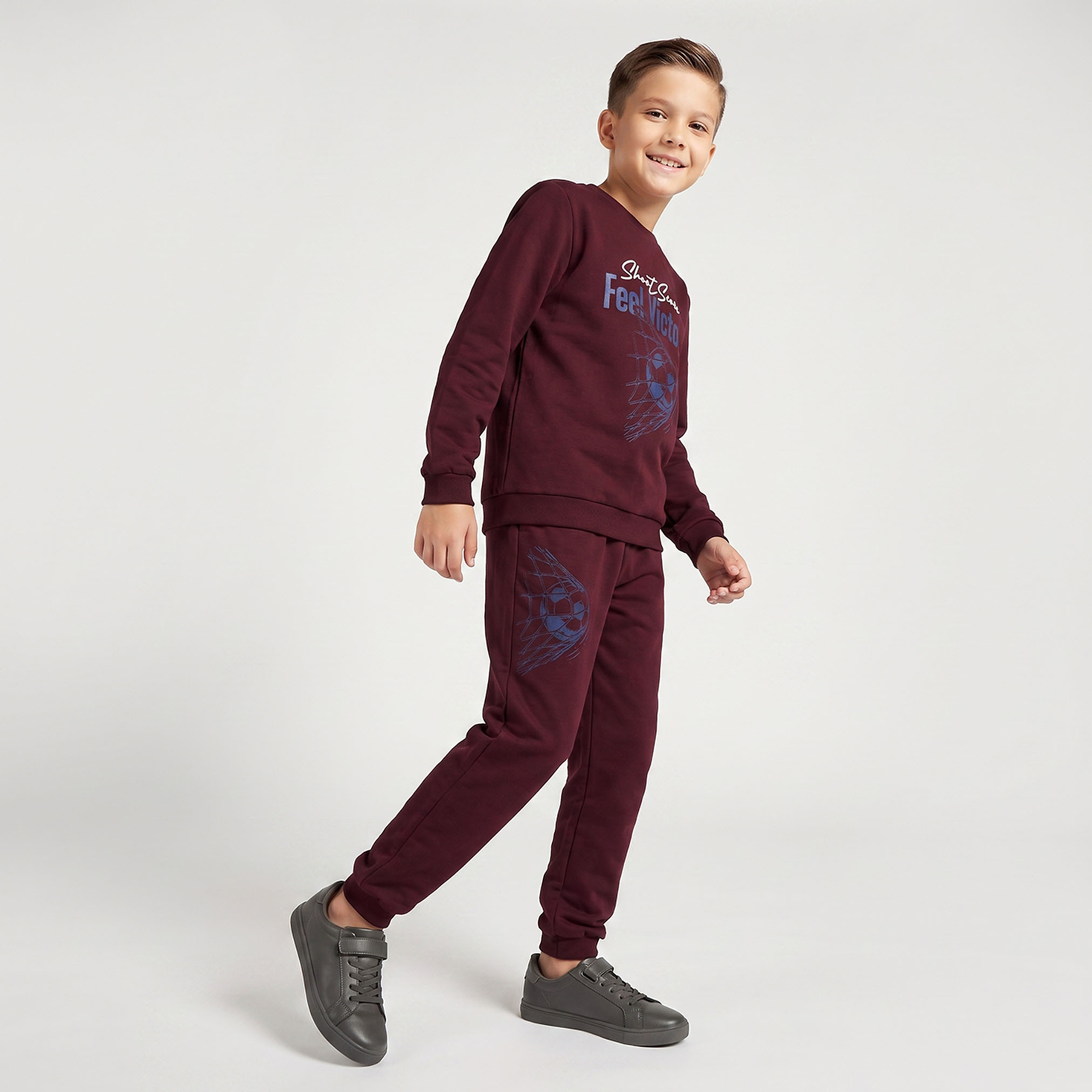 Juniors Football Print Sweatshirt with Long Sleeves-boys-clothing-winterwear-sweatshirts-image-3