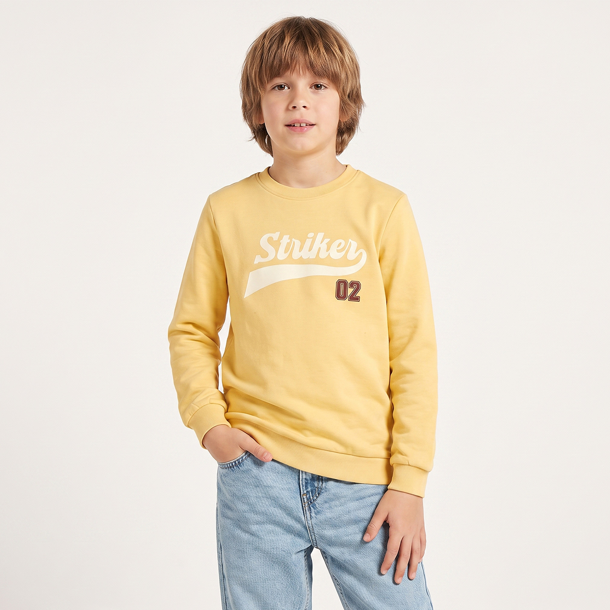 سويت شيرت بأكمام طويلة بطبعة كتابات من جونيورز-boys-clothing-winterwear-sweatshirts-image-1