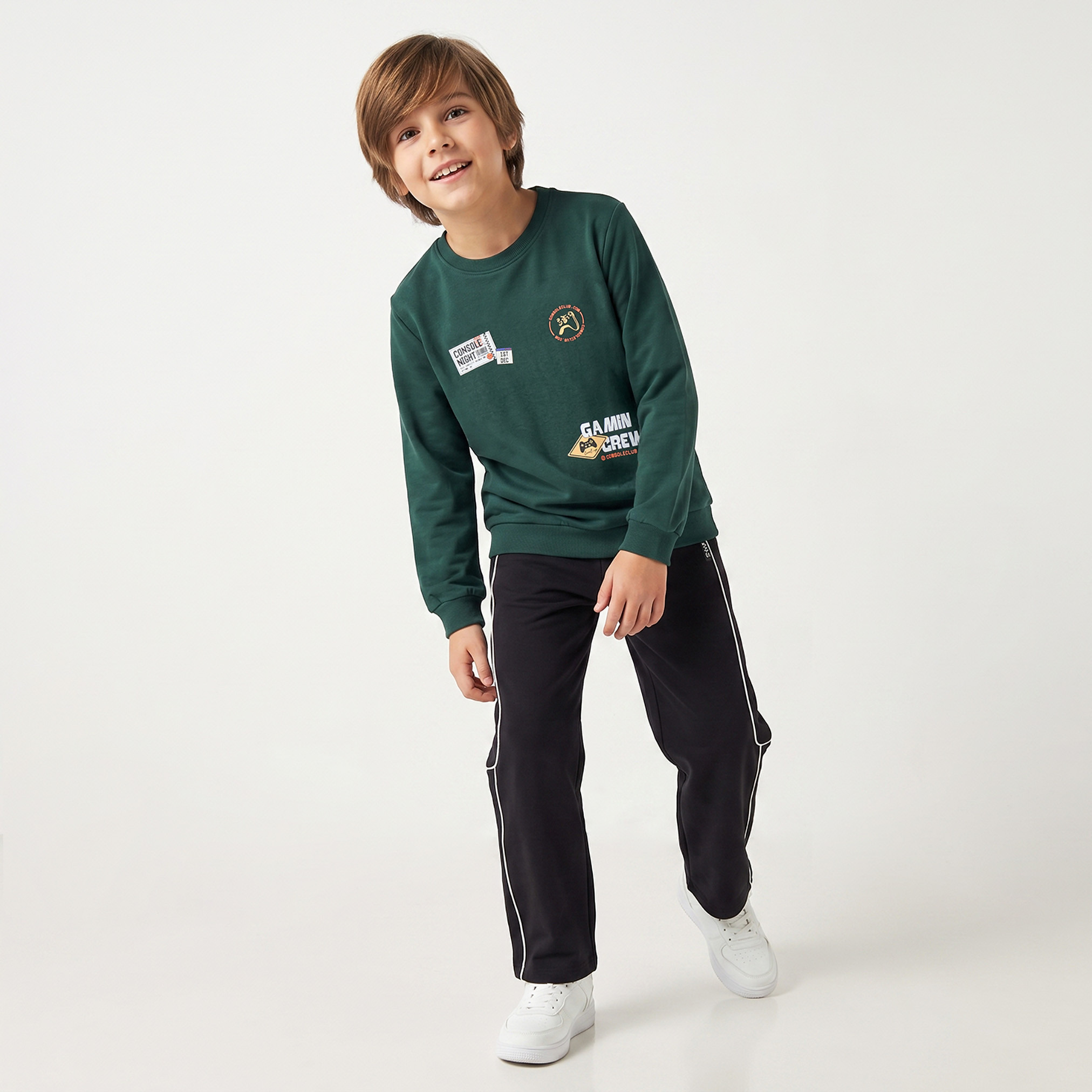 Juniors Gaming Print Sweatshirt with Long Sleeves-boys-clothing-winterwear-sweatshirts-image-2