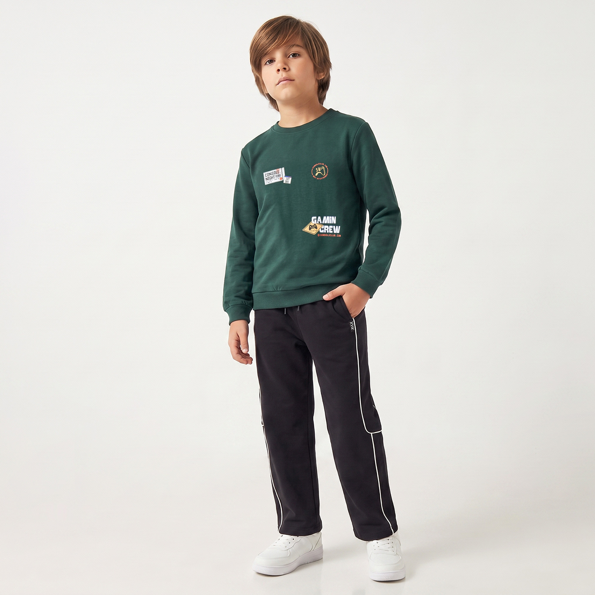 Juniors Gaming Print Sweatshirt with Long Sleeves-boys-clothing-winterwear-sweatshirts-image-4